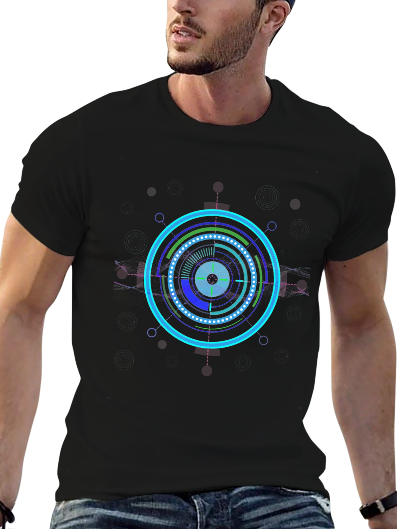 Cyberpunk Circle Graphic Tee - Black
