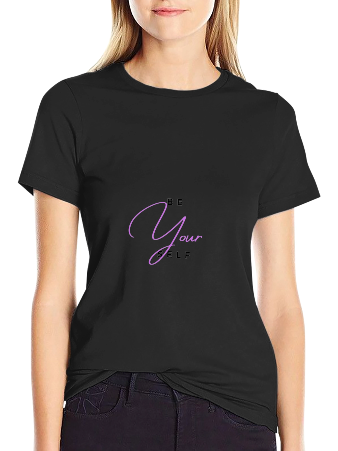 Be Yourself Graphic Tee - Black Casual T-Shirt