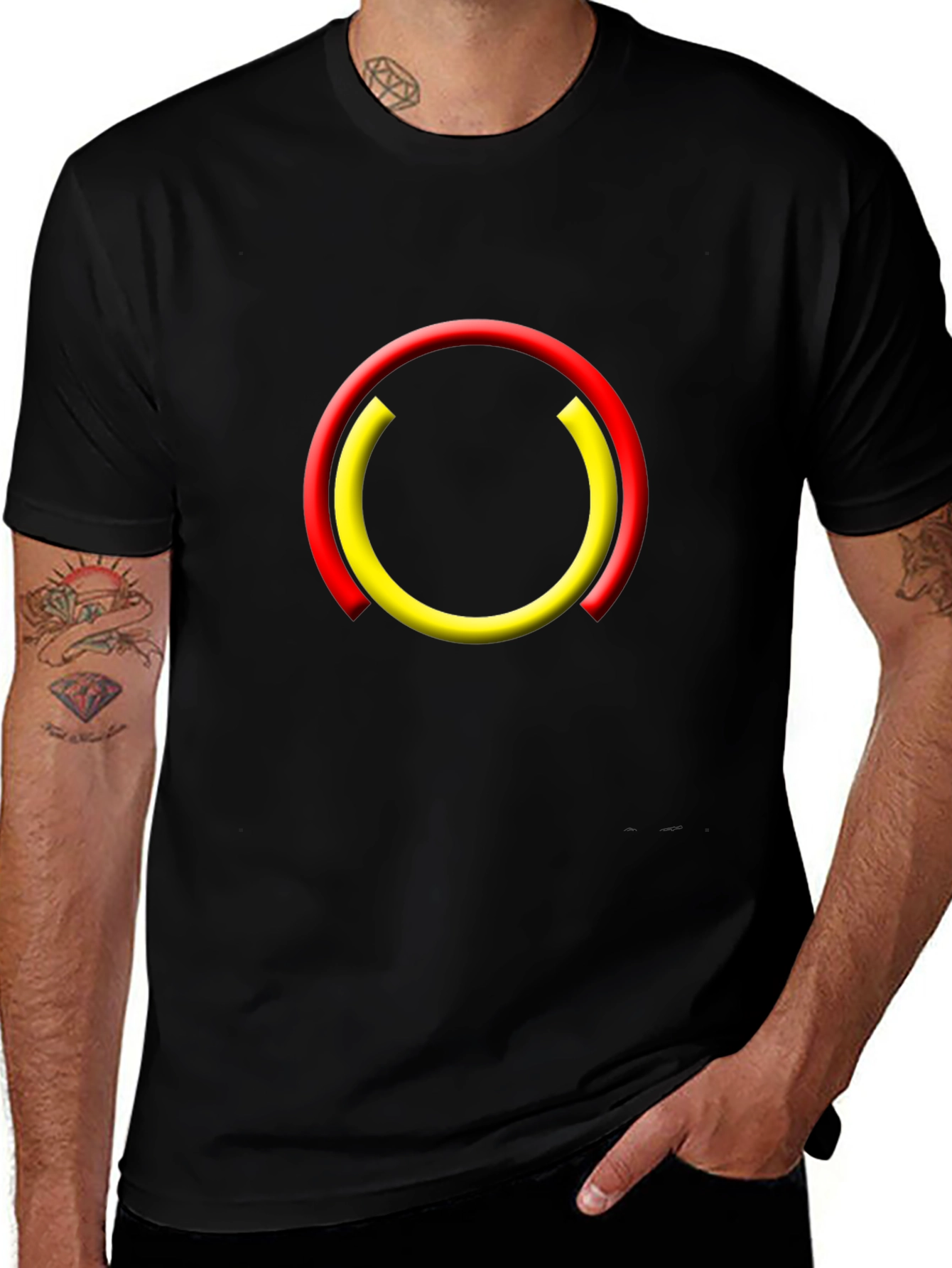 Modern Circle Graphic Black T-Shirt
