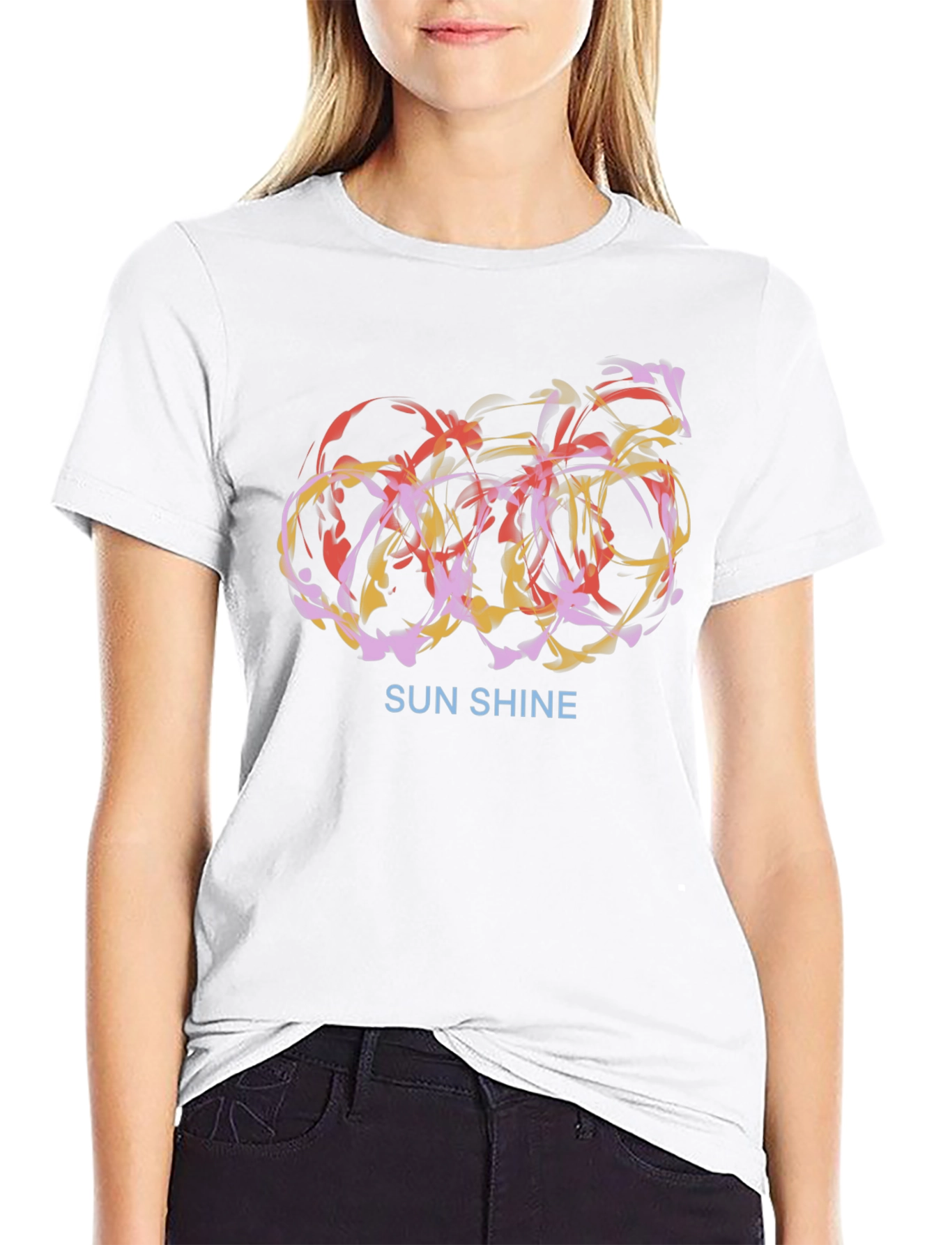 Abstract Sunshine Graphic Black T-Shirt