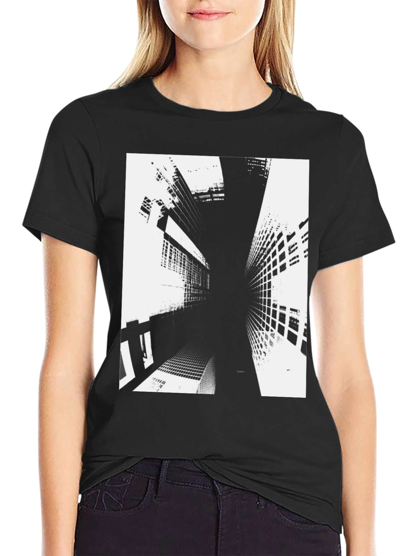 Abstract Building Black T-Shirt