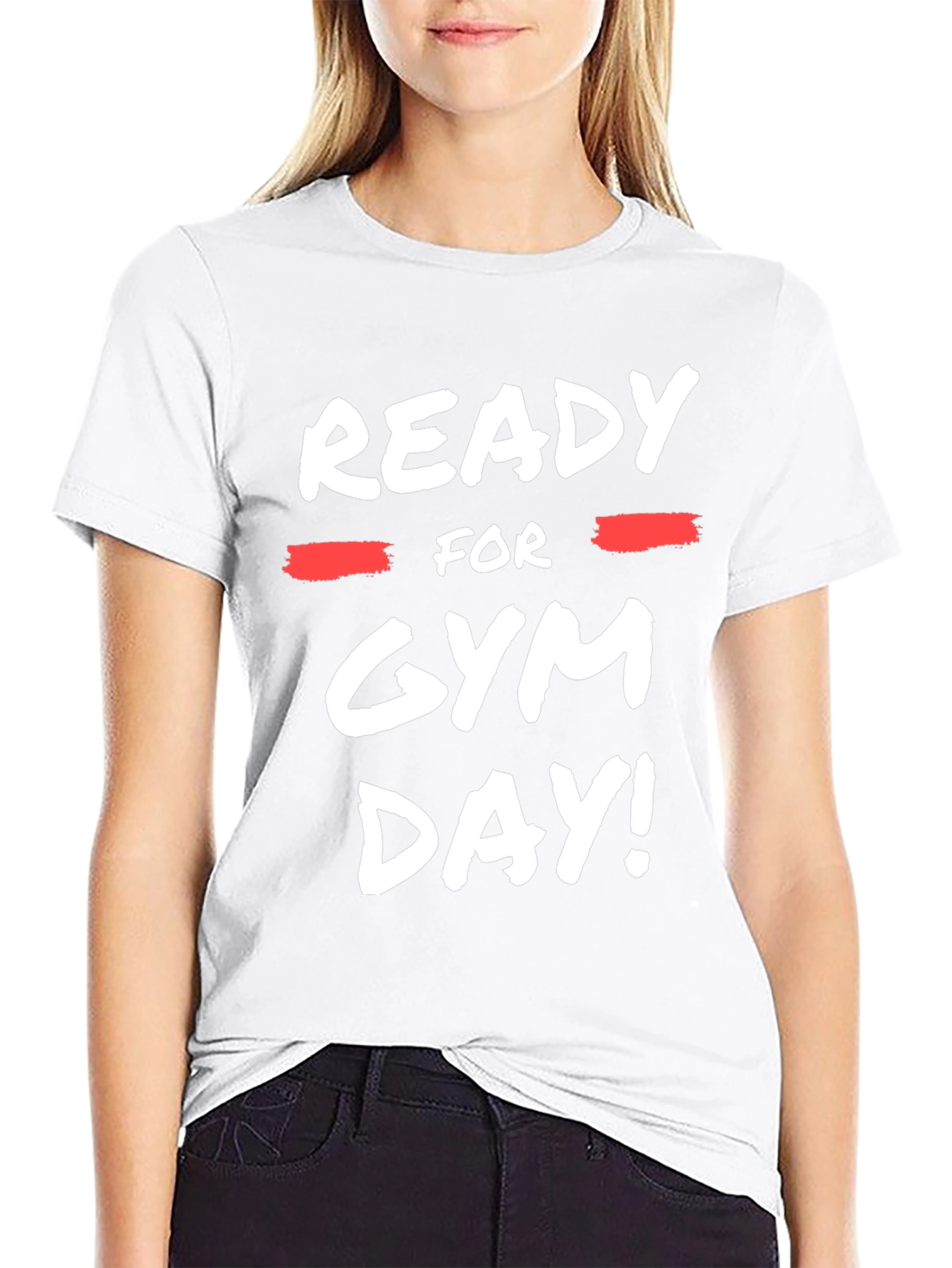 Ready For Gym Day! Black Graphic T-Shirt