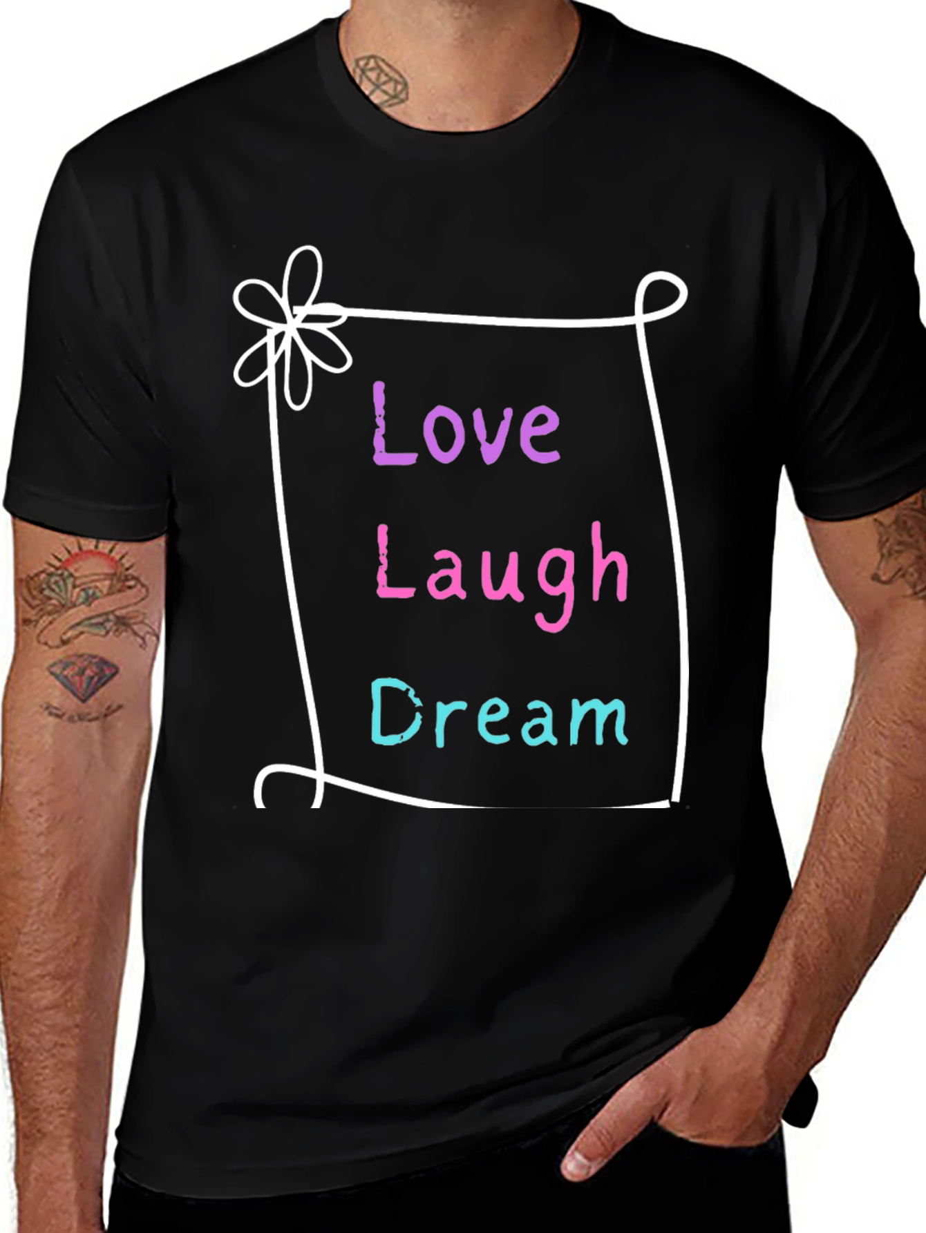 Love Laugh Dream Graphic Tee - Black Casual Shirt