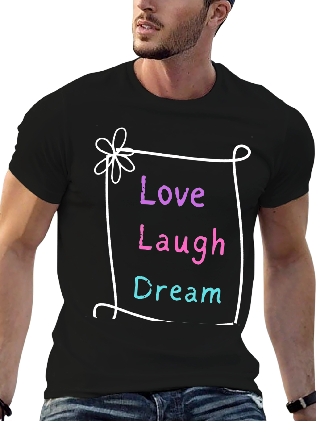 Love Laugh Dream Graphic Tee - Black Casual Shirt