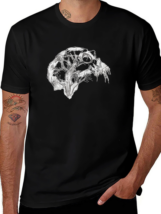 Abstract Skull Graphic Black T-Shirt