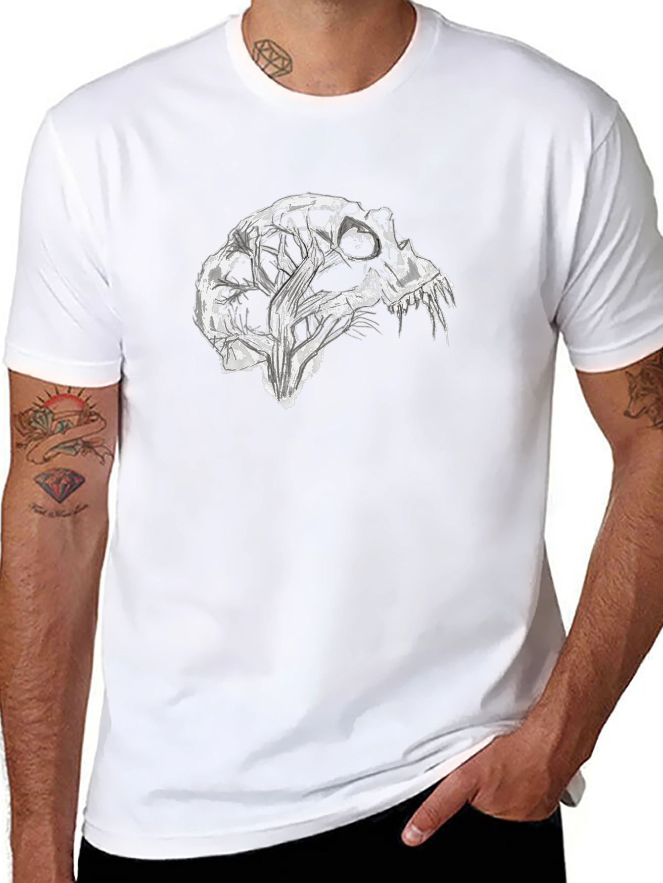 Abstract Skull Graphic Black T-Shirt