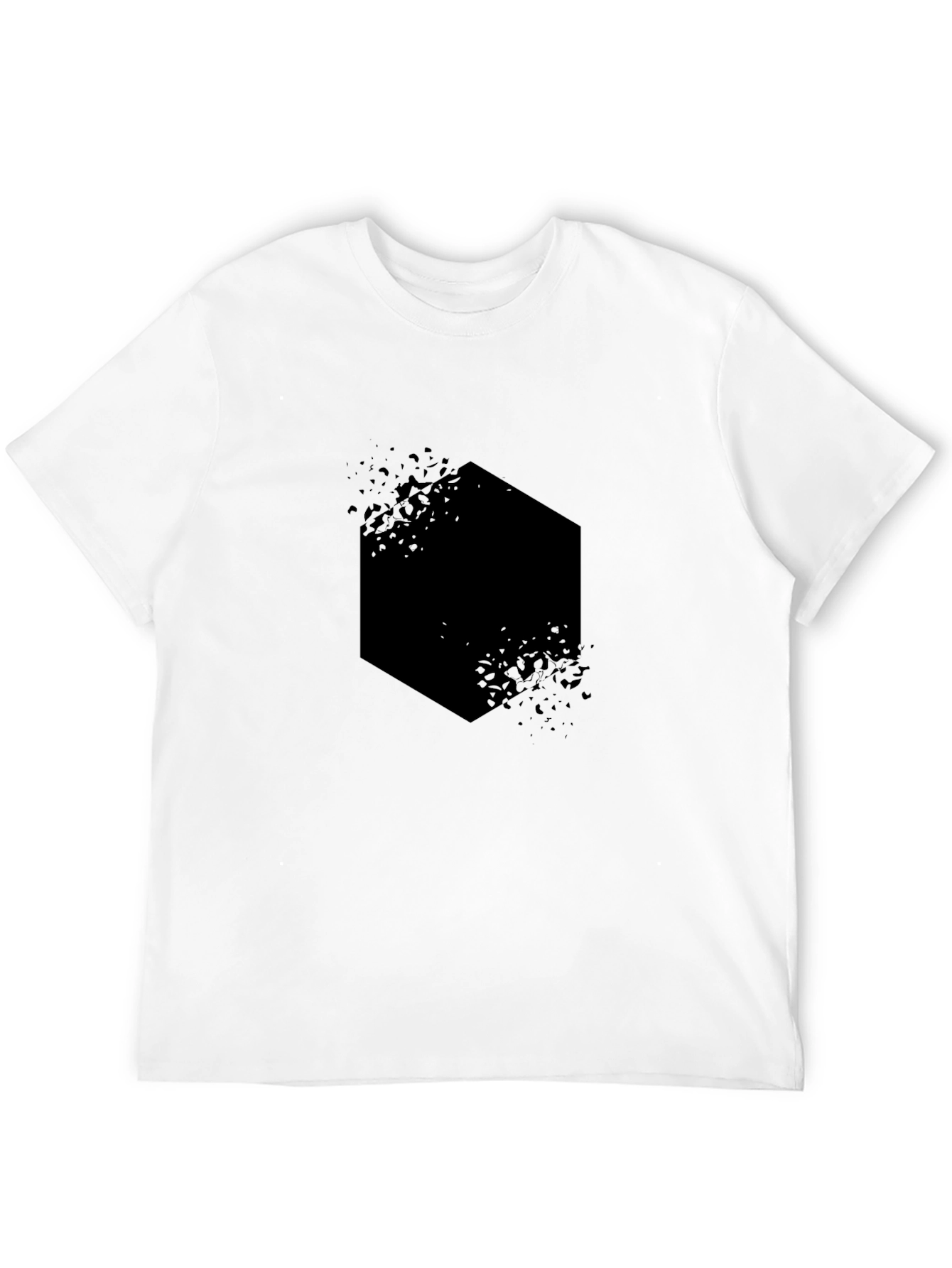 Mens Black Graphic Tee - Abstract Hexagon Design