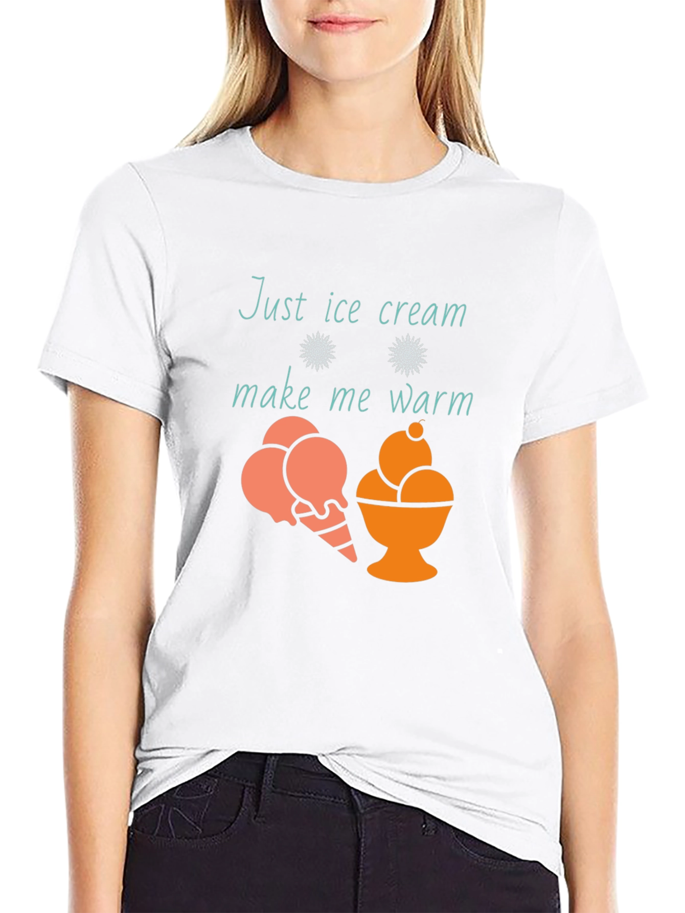 Just Ice Cream Make Me Warm Black T-Shirt