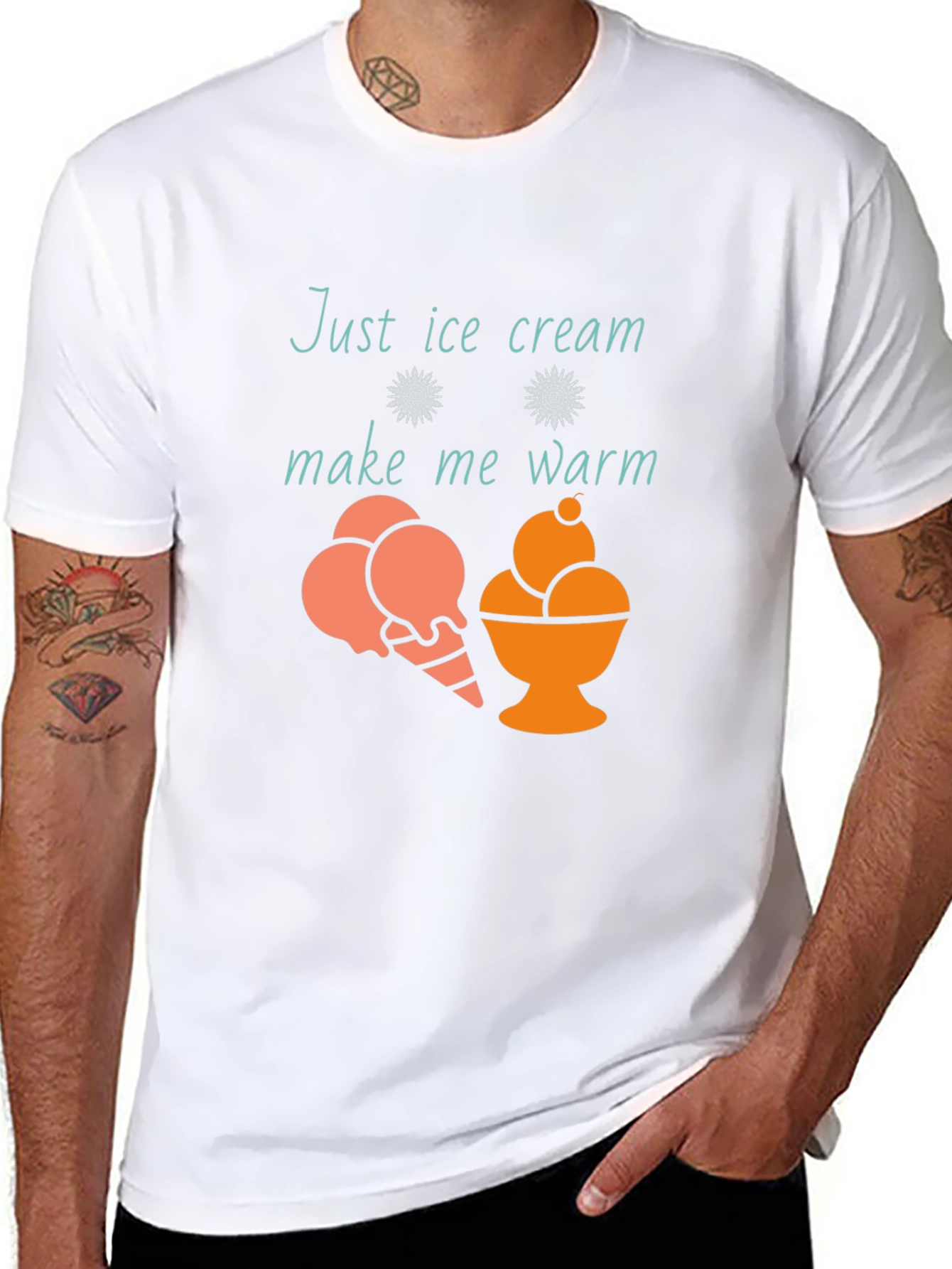 Just Ice Cream Make Me Warm Black T-Shirt