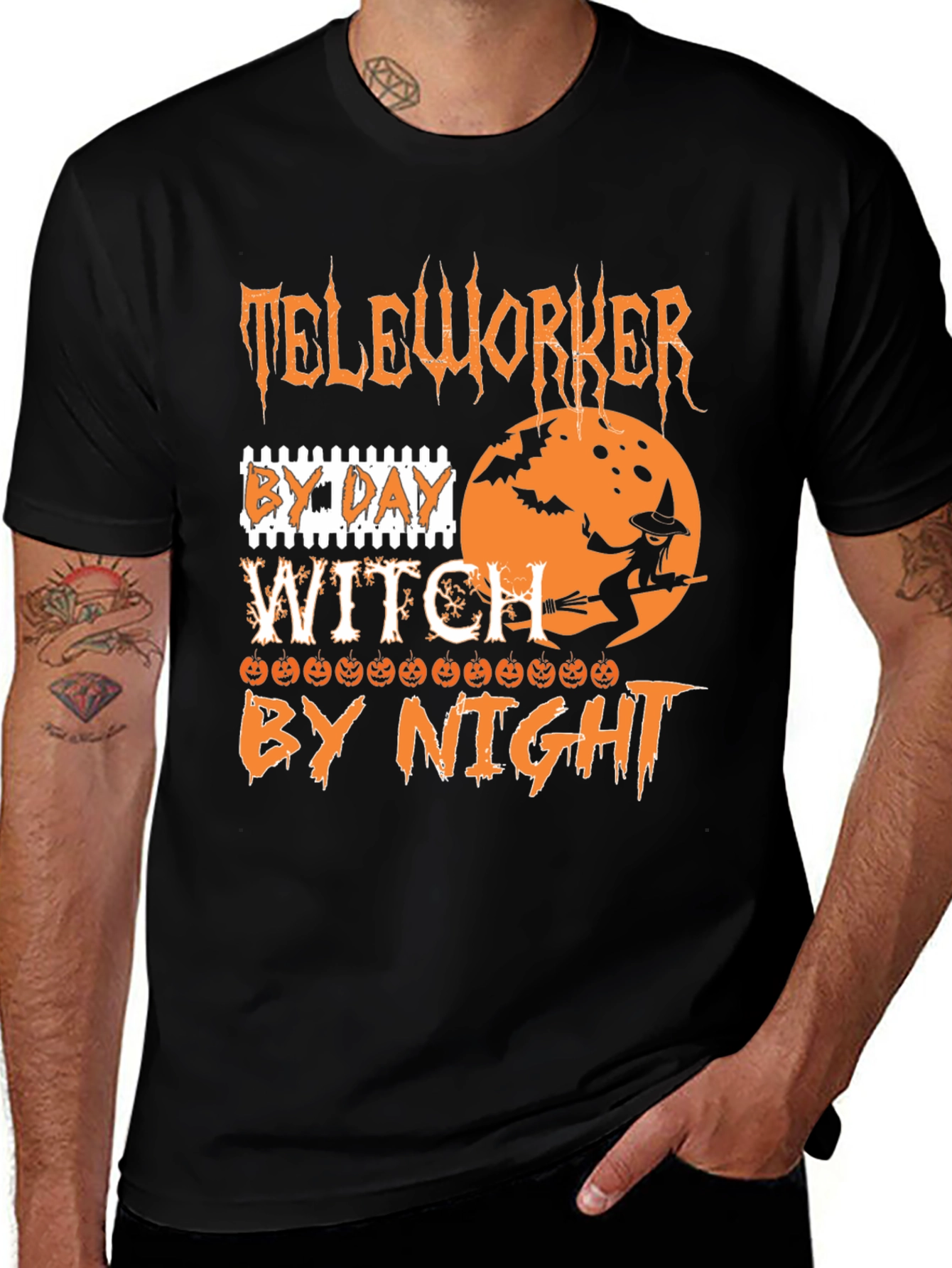 Teleworker Witch Funny Halloween T-Shirt