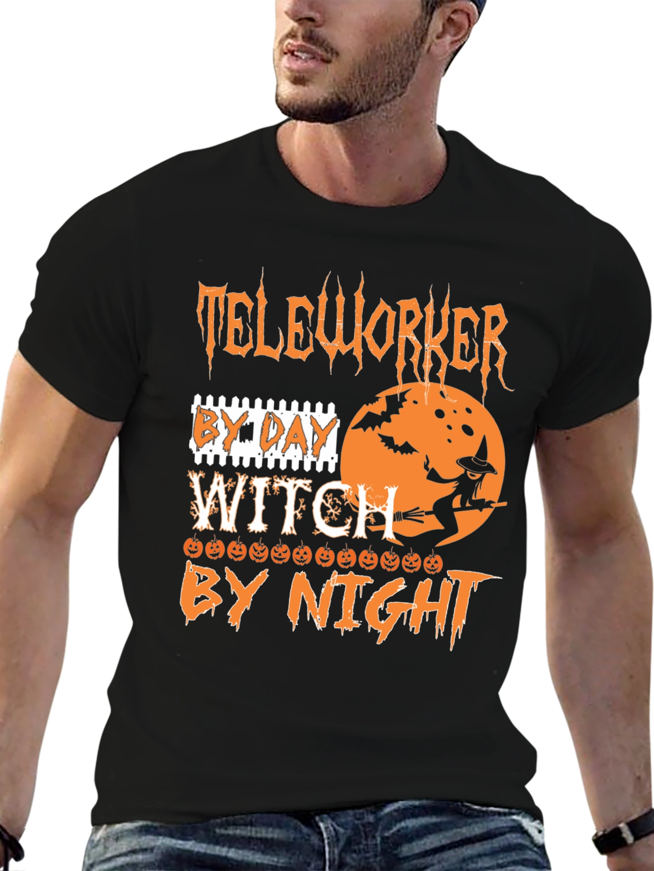 Teleworker Witch Funny Halloween T-Shirt