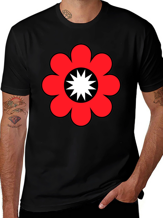 Retro Flower Power Graphic Tee - Black