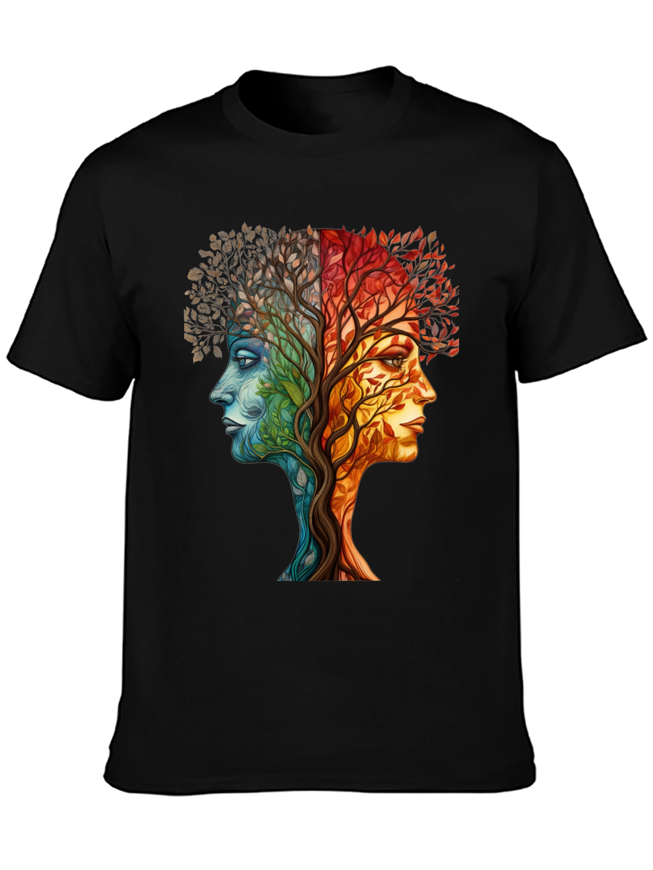 Nature Face Tree T-Shirt - Artistic Graphic Tee