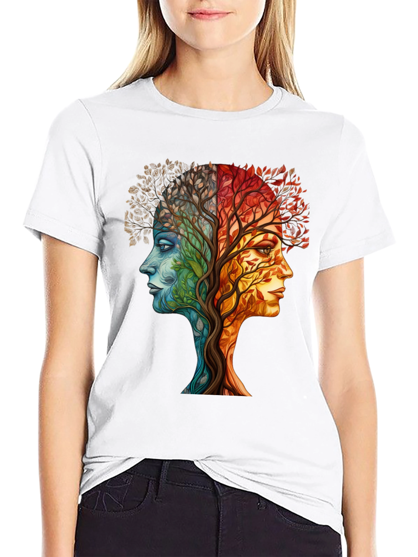 Nature Face Tree T-Shirt - Artistic Graphic Tee