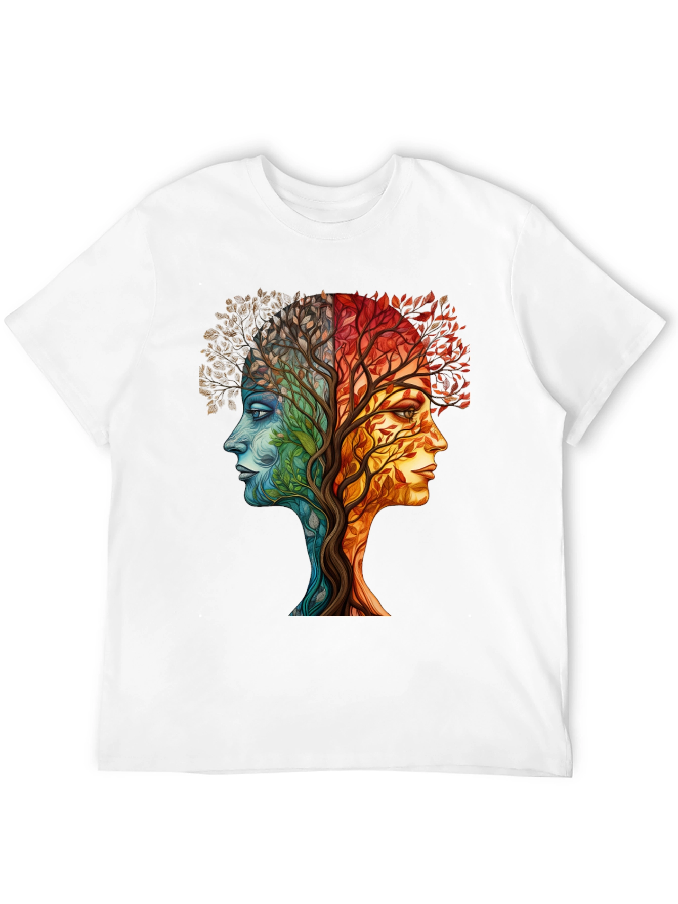 Nature Face Tree T-Shirt - Artistic Graphic Tee