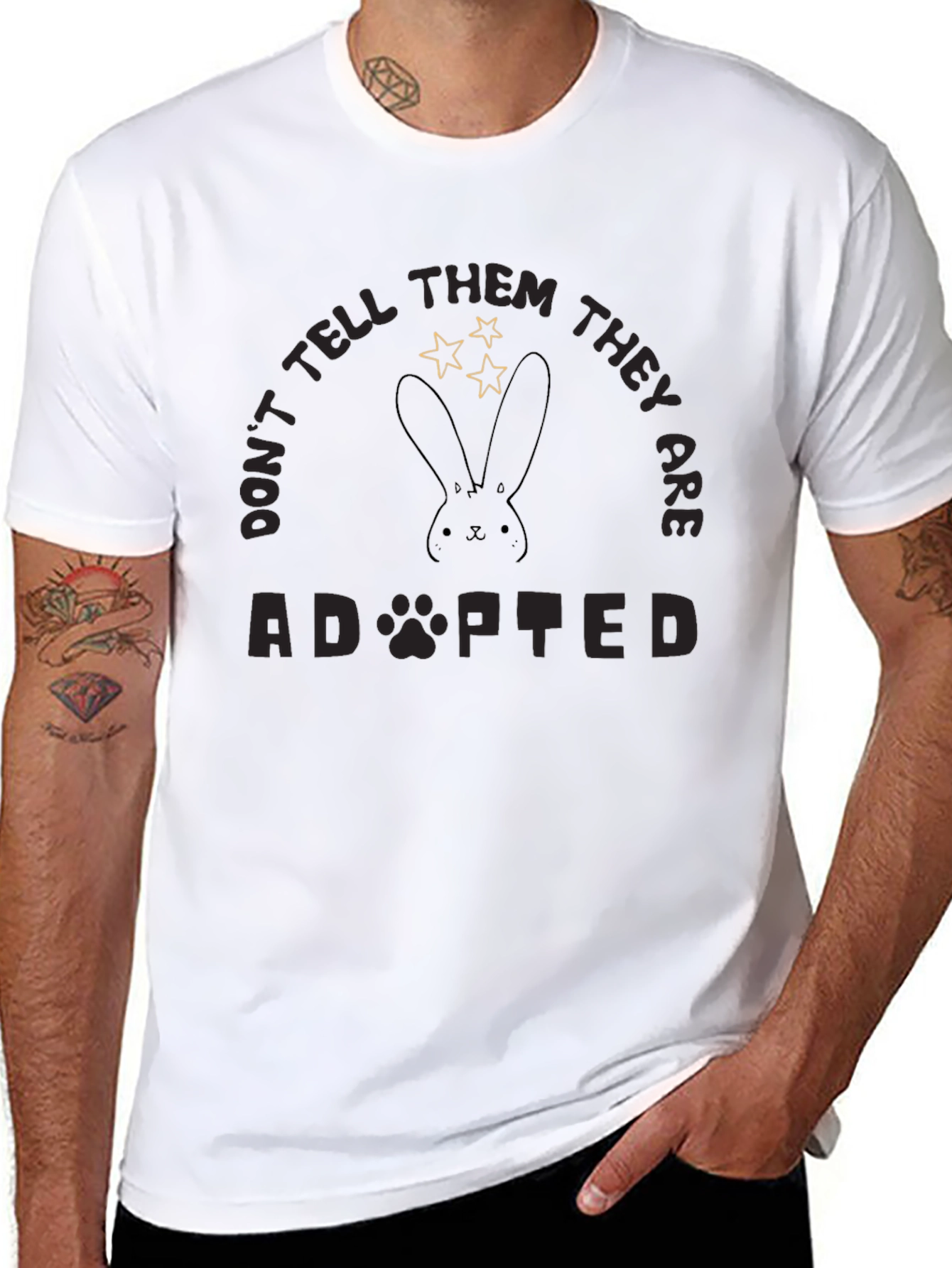 Adopted Rabbit Graphic T-Shirt - Unisex Soft Cotton Tee