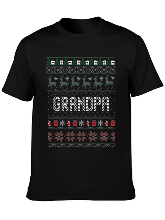 Grandpa Christmas Sweater Style T-Shirt