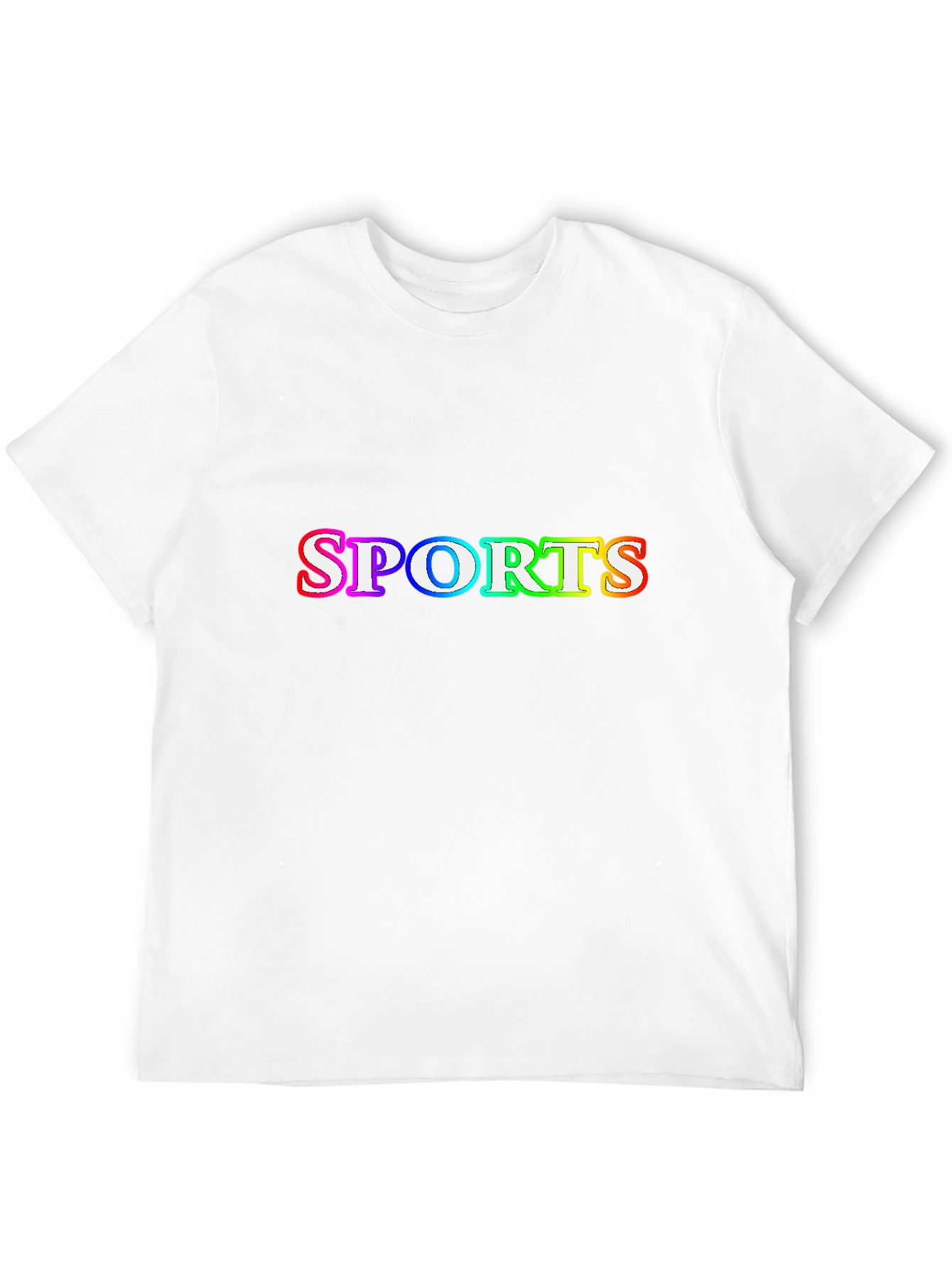 Mens Black T-Shirt with SPORTS Rainbow Graphic