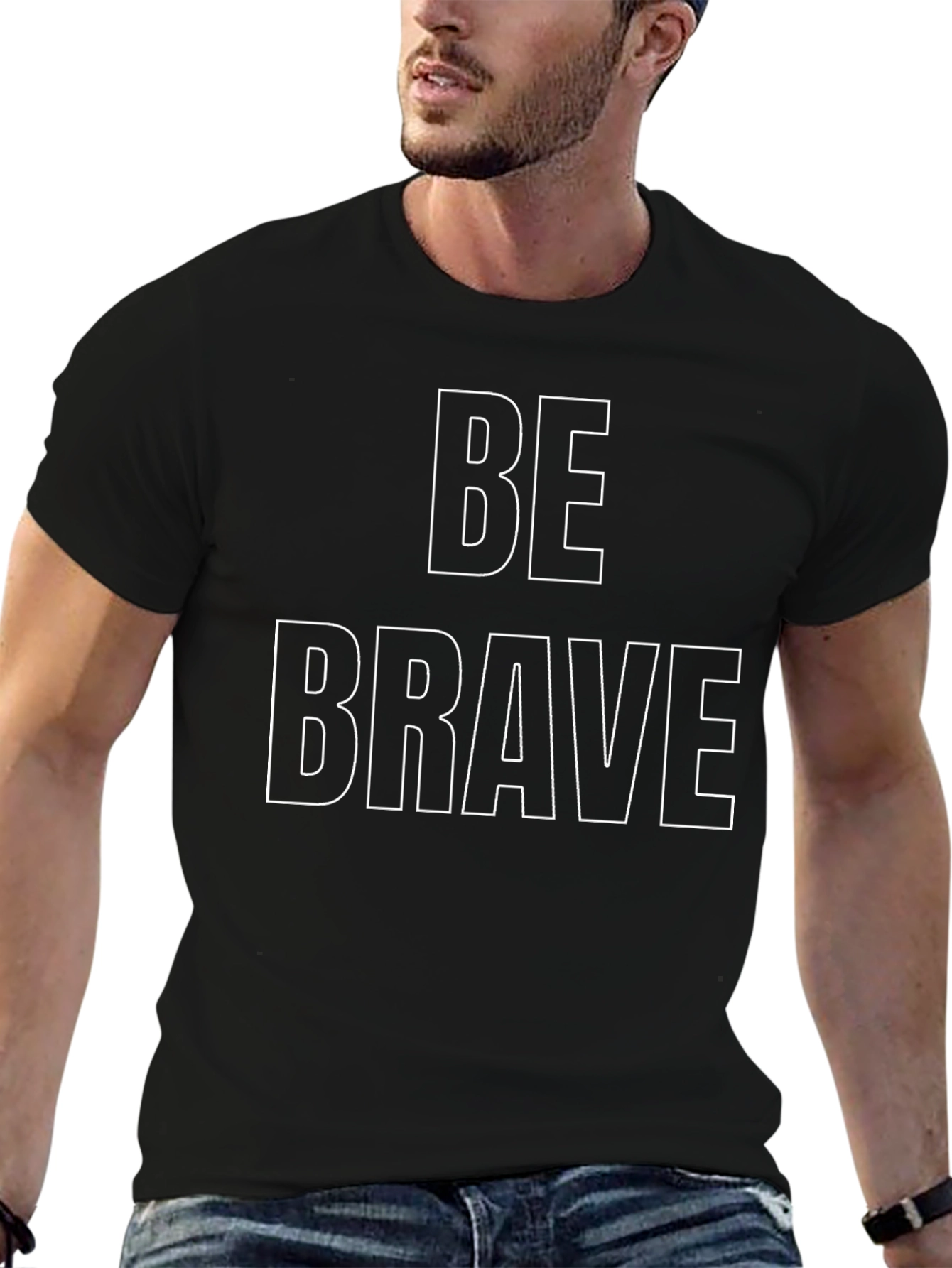 Be Brave Graphic Print Black T-Shirt