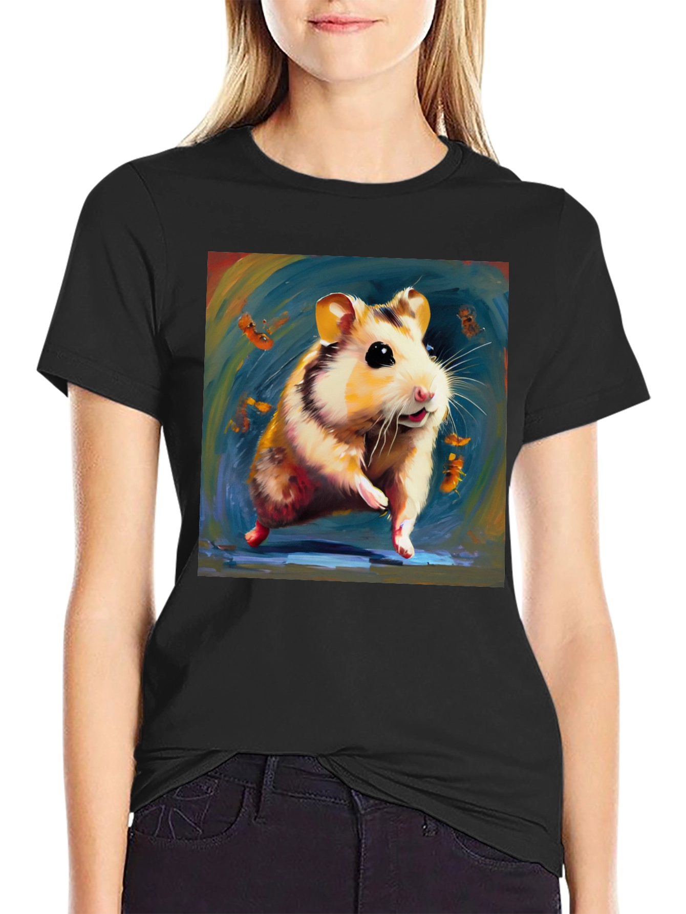 Hamster Graphic Black T-Shirt