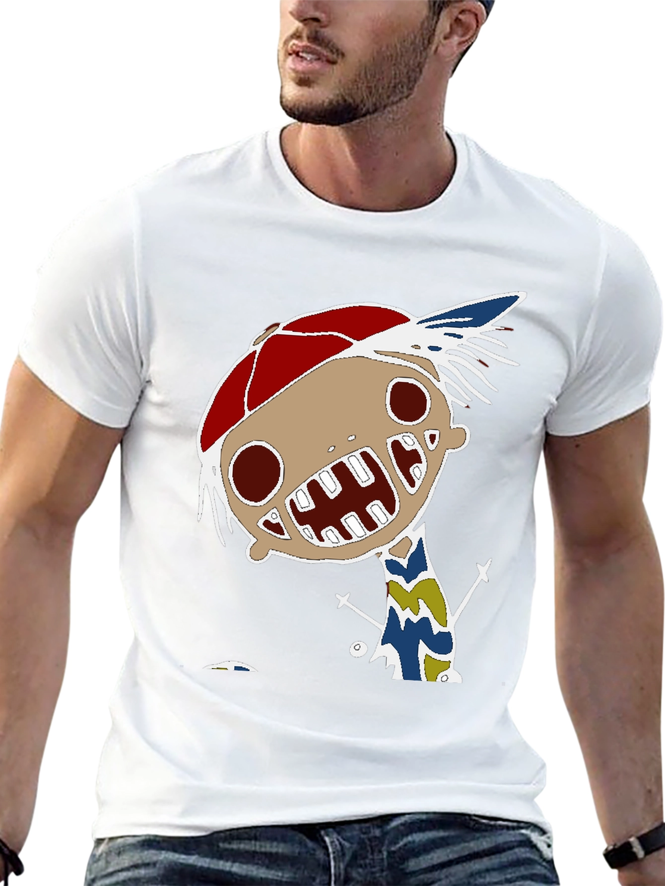 Unique Cartoon Character Graphic Print Black T-Shirt
