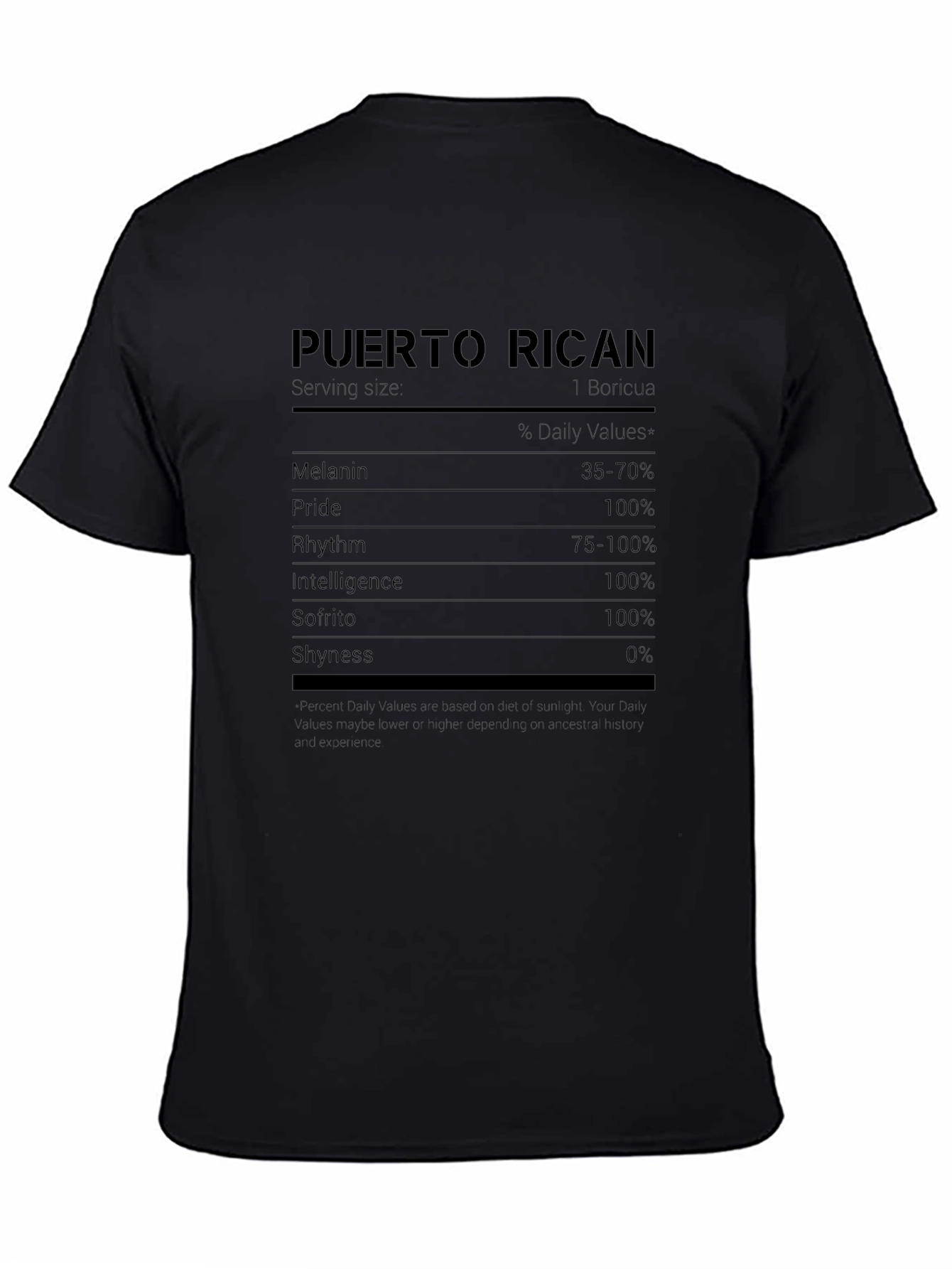 Puerto Rican Nutrition Facts Novelty T-Shirt