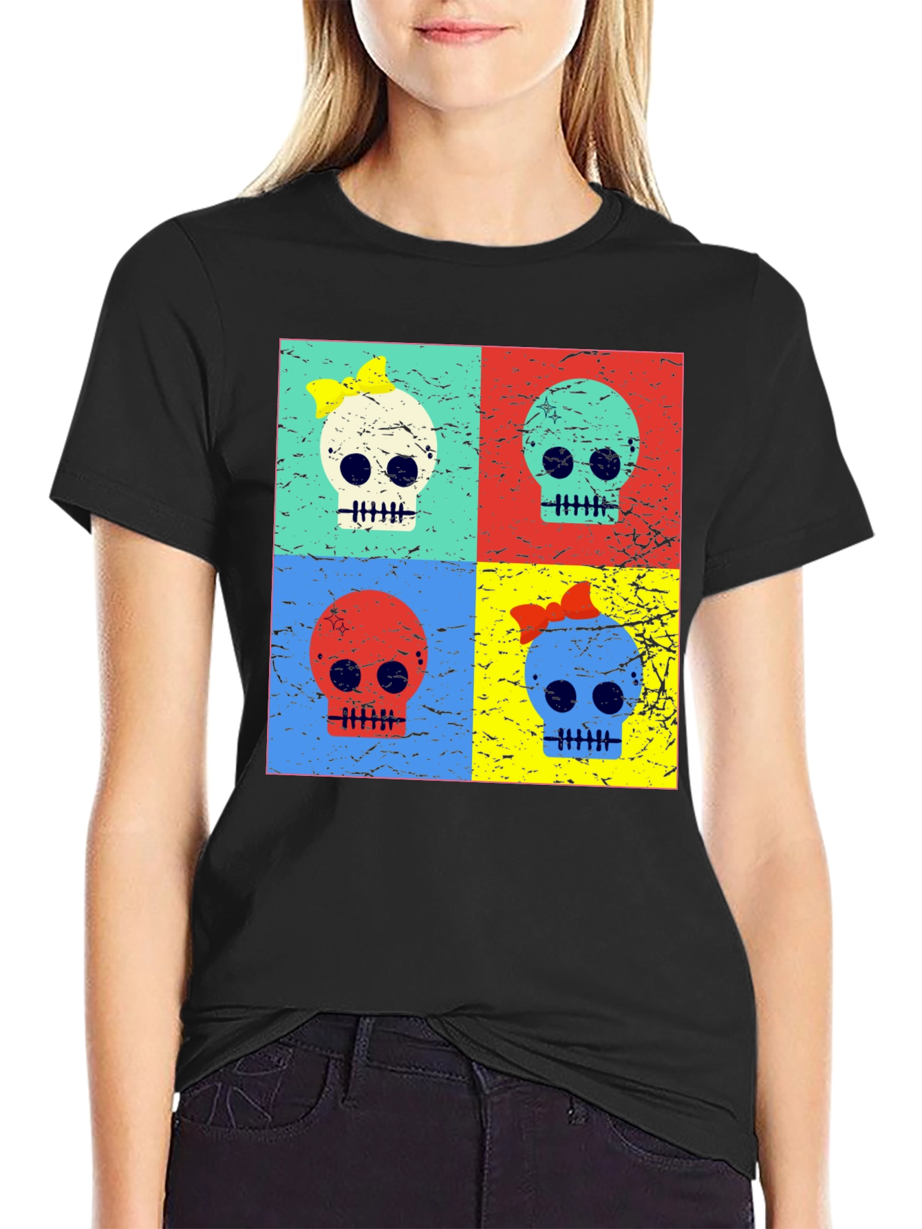 Pop Art Skull Graphic T-Shirt