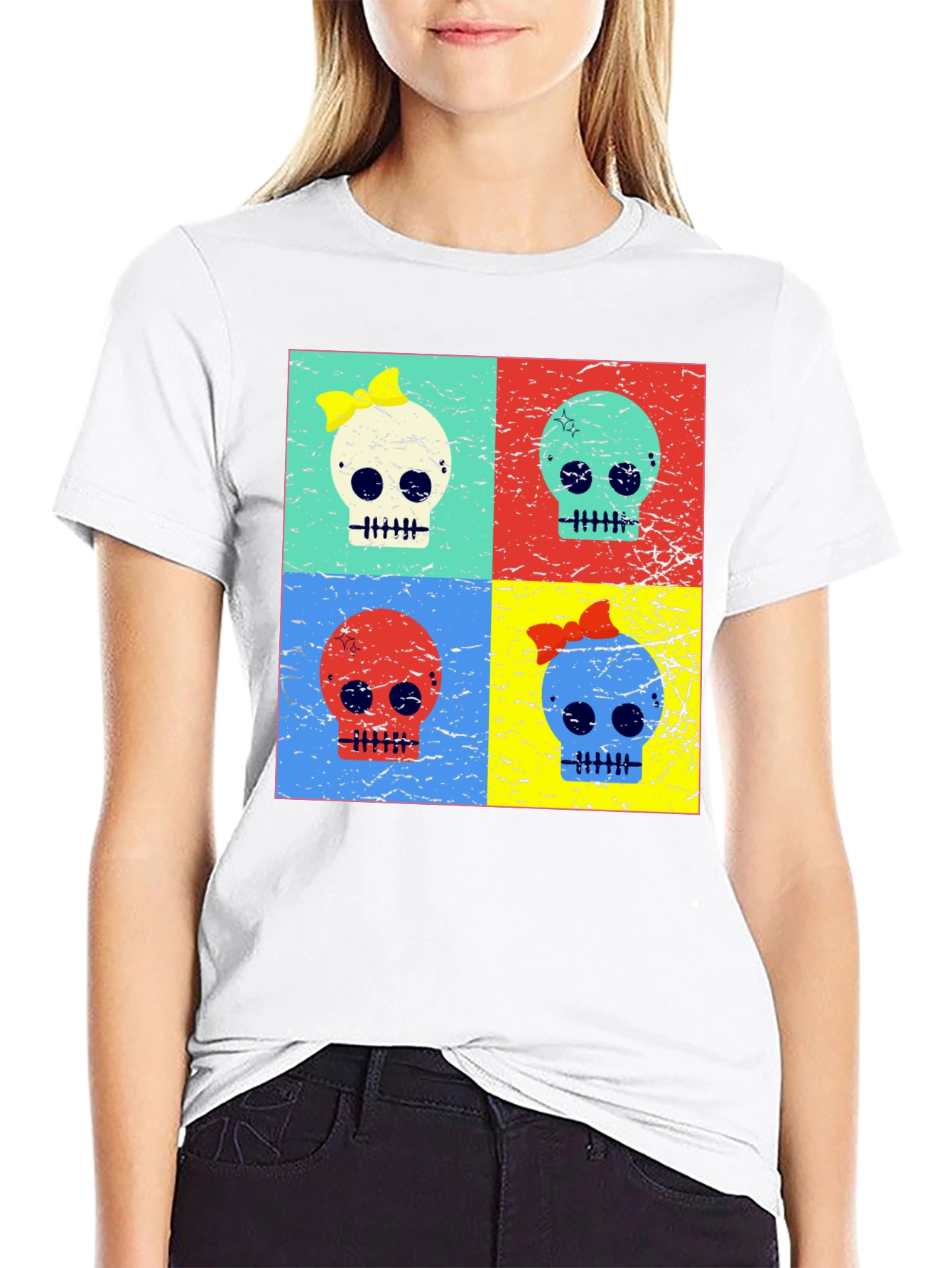 Pop Art Skull Graphic T-Shirt