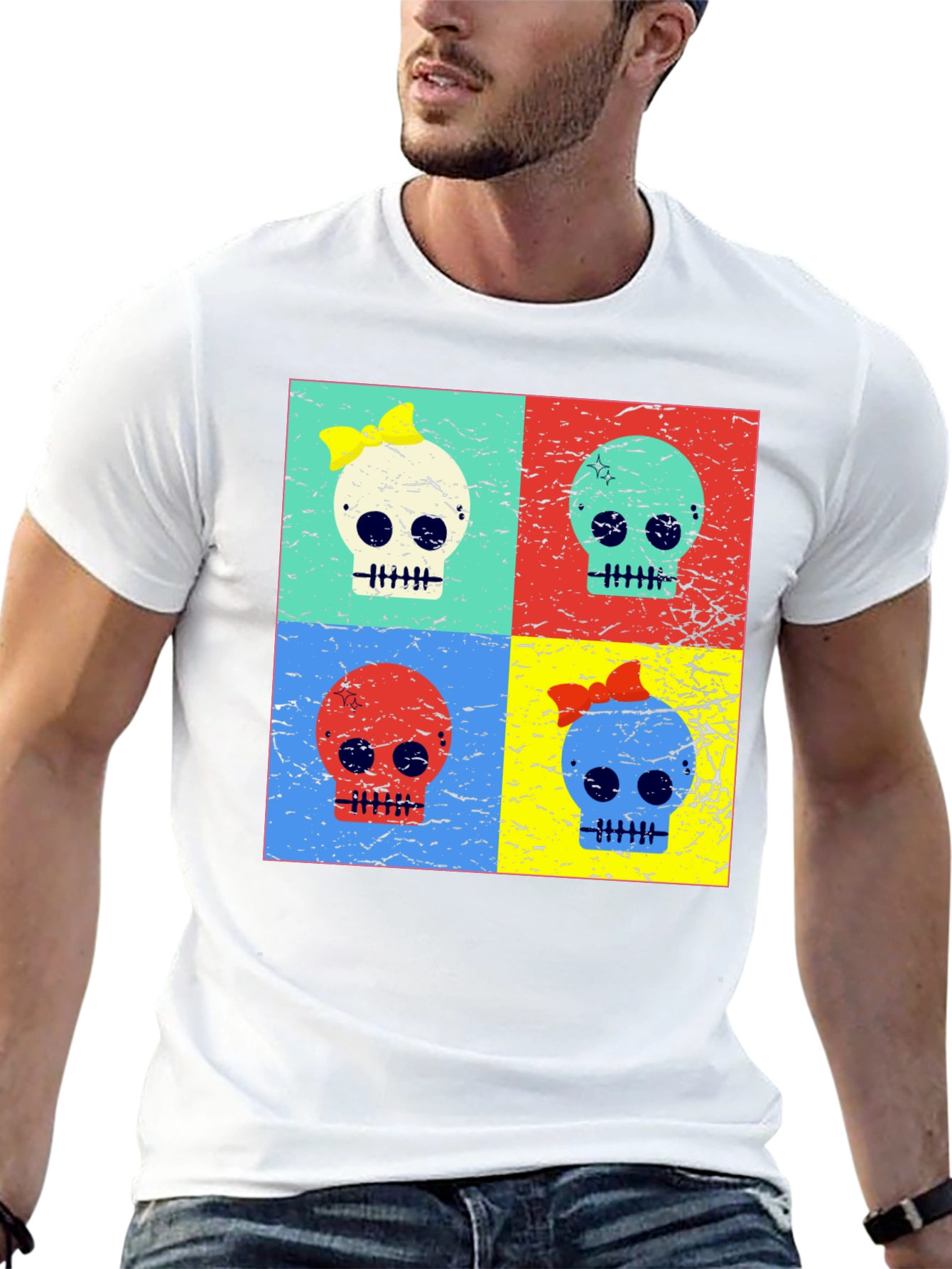 Pop Art Skull Graphic T-Shirt