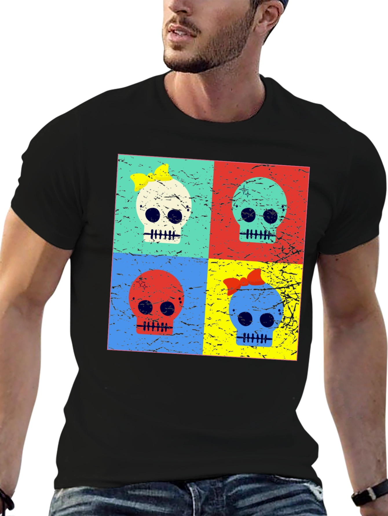Pop Art Skull Graphic T-Shirt