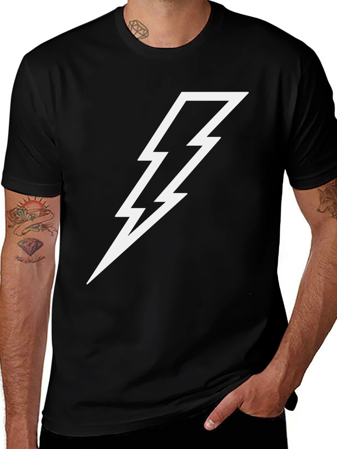 Lightning Bolt Graphic Tee - Black