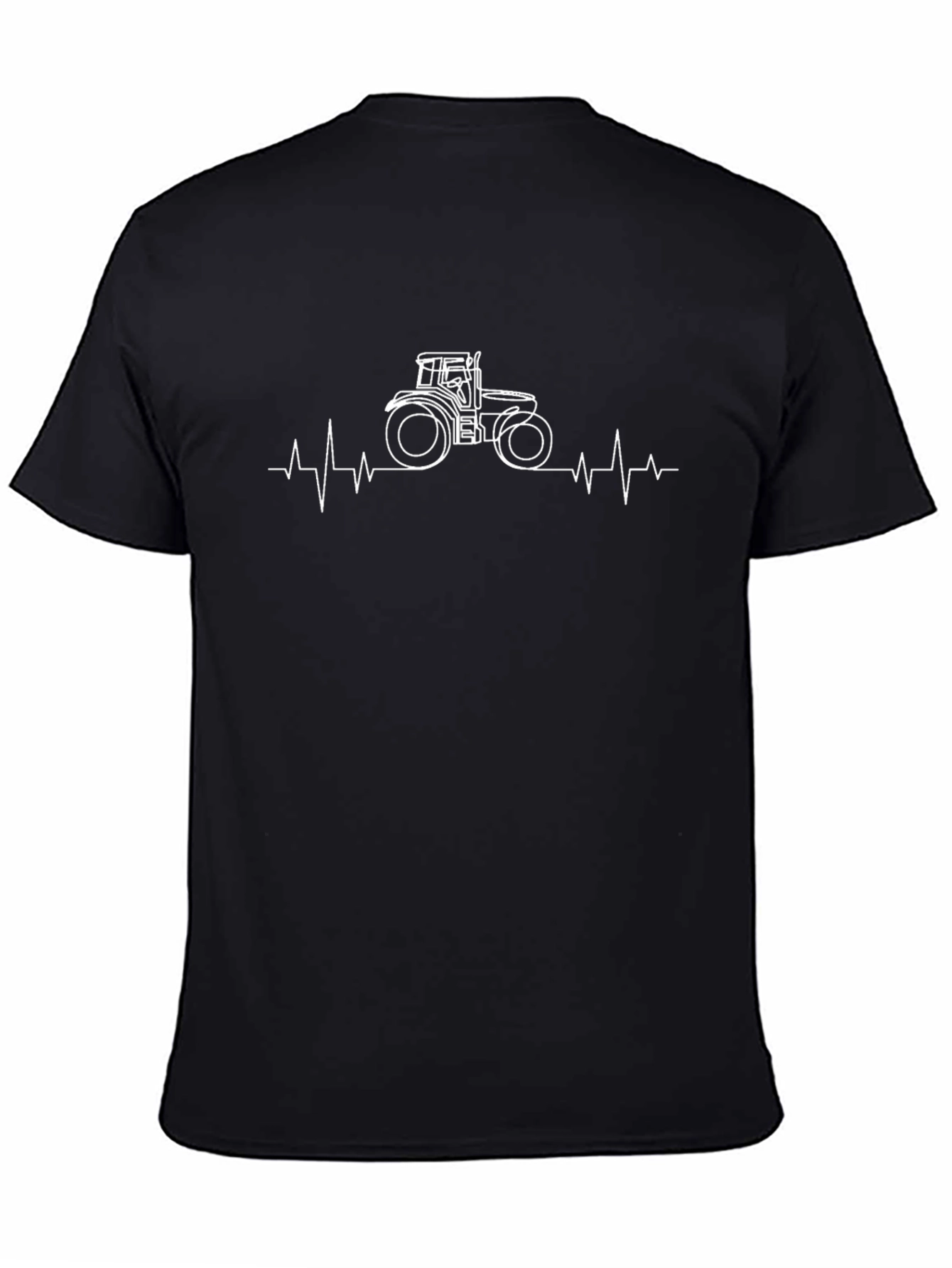 Tractor Heartbeat Graphic Tee - Black Cotton T-Shirt
