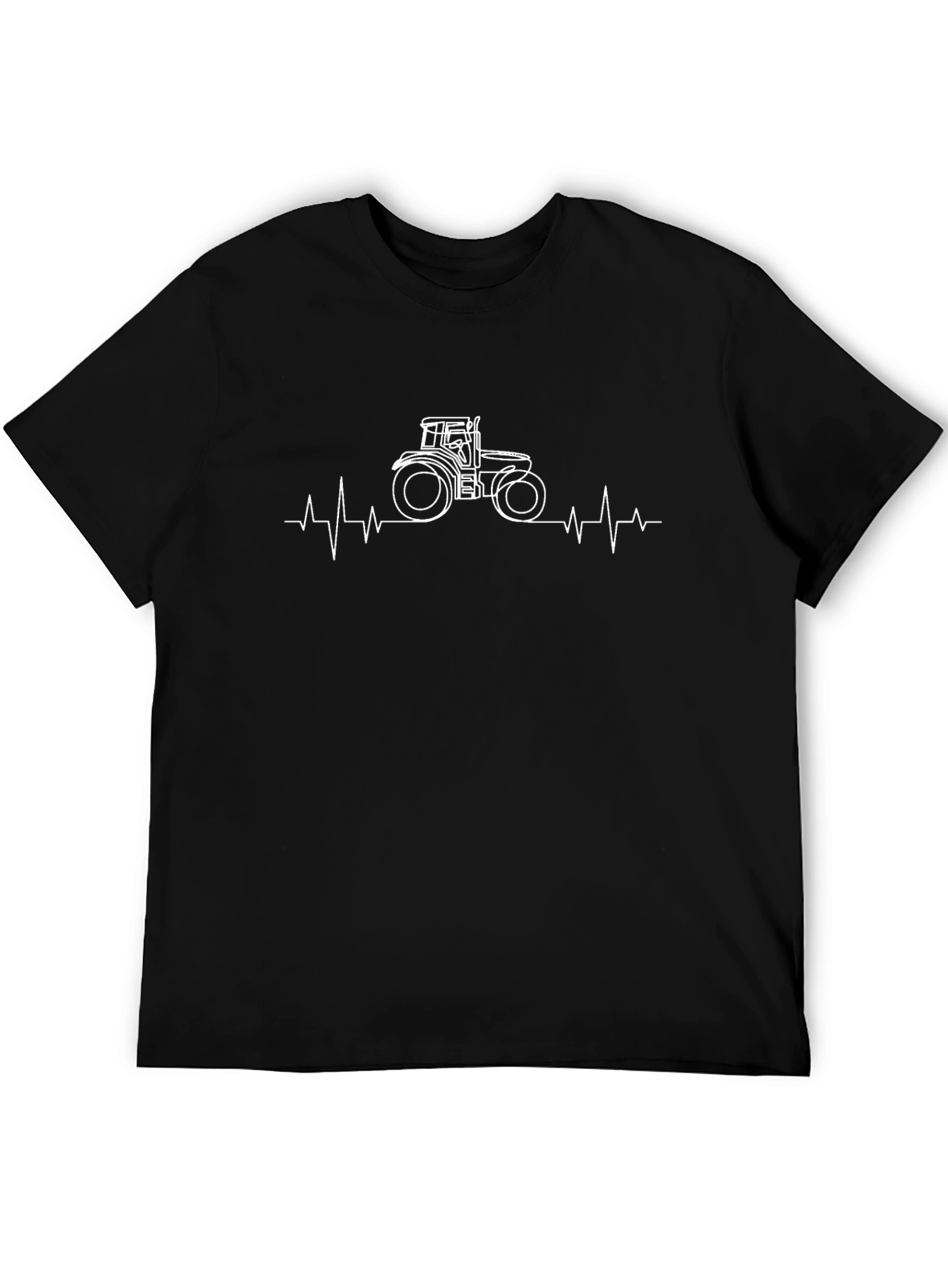 Tractor Heartbeat Graphic Tee - Black Cotton T-Shirt