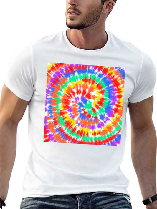 Rainbow Tie-Dye Swirl Graphic Tee - Casual Comfort