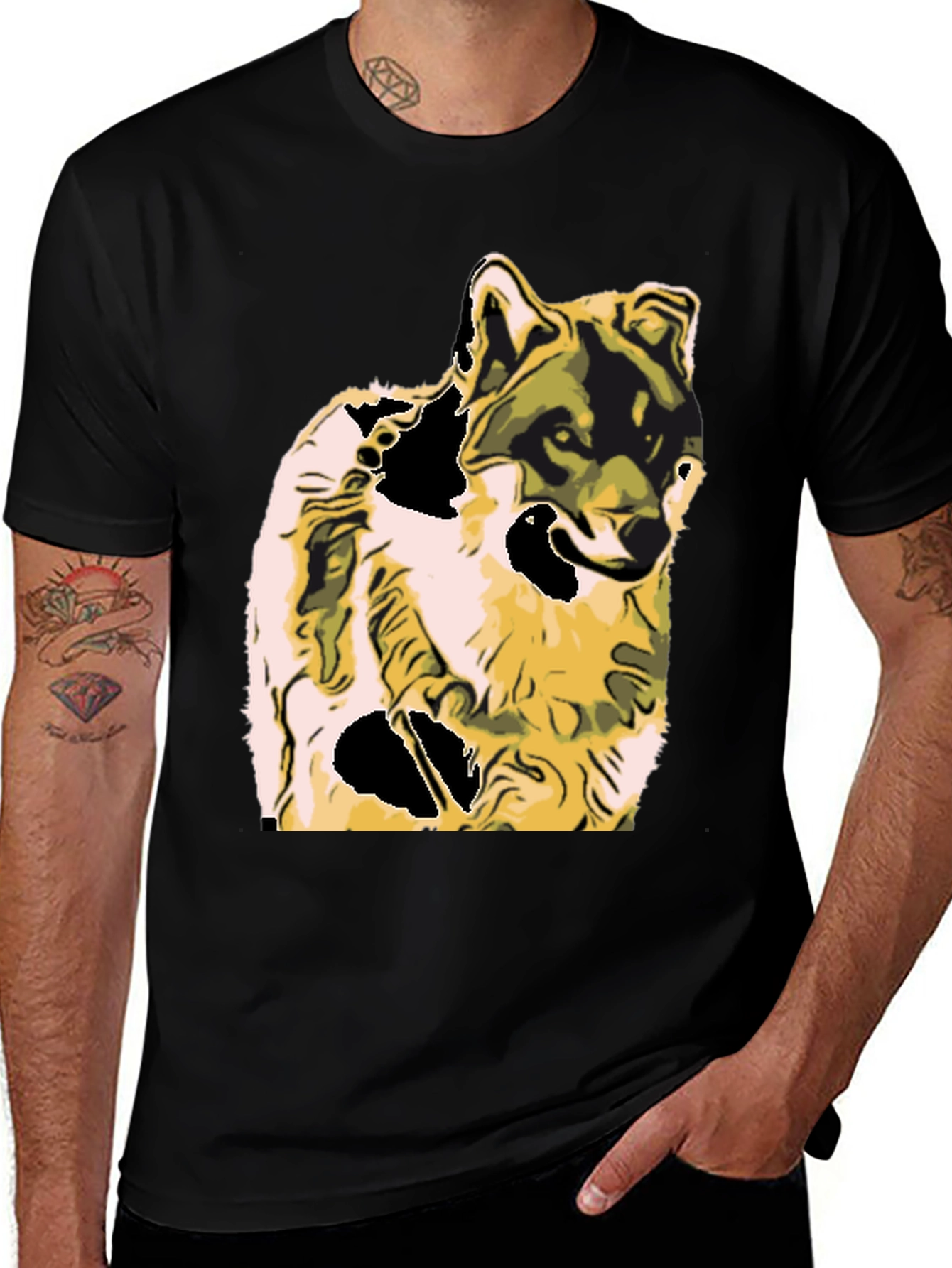 Wolf Graphic Print Black T-Shirt