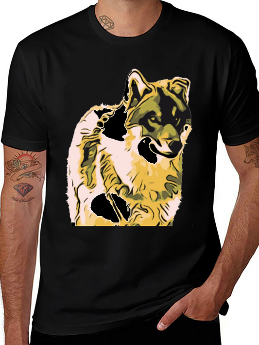 Wolf Graphic Print Black T-Shirt