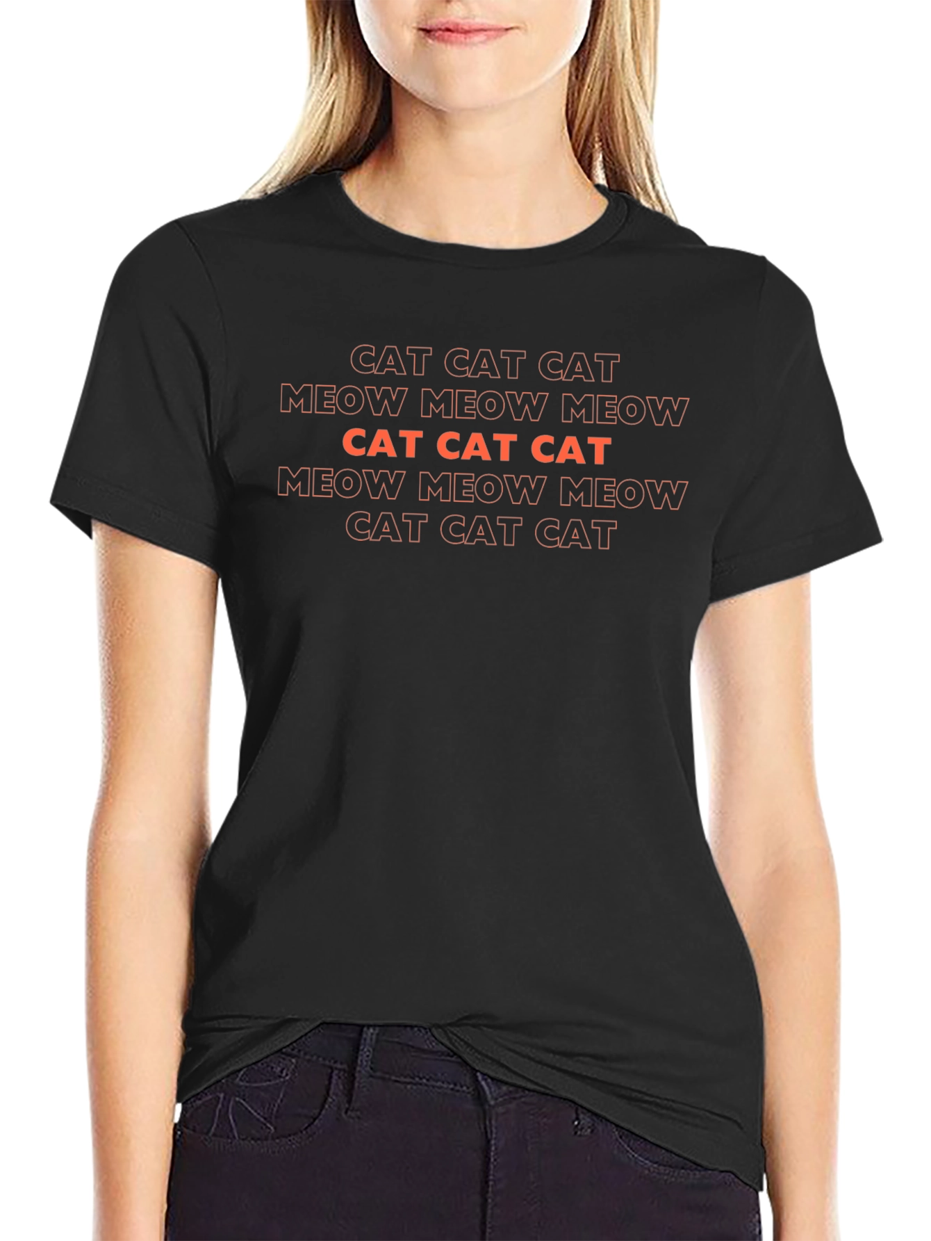 Cat Meow Repeat Graphic Tee