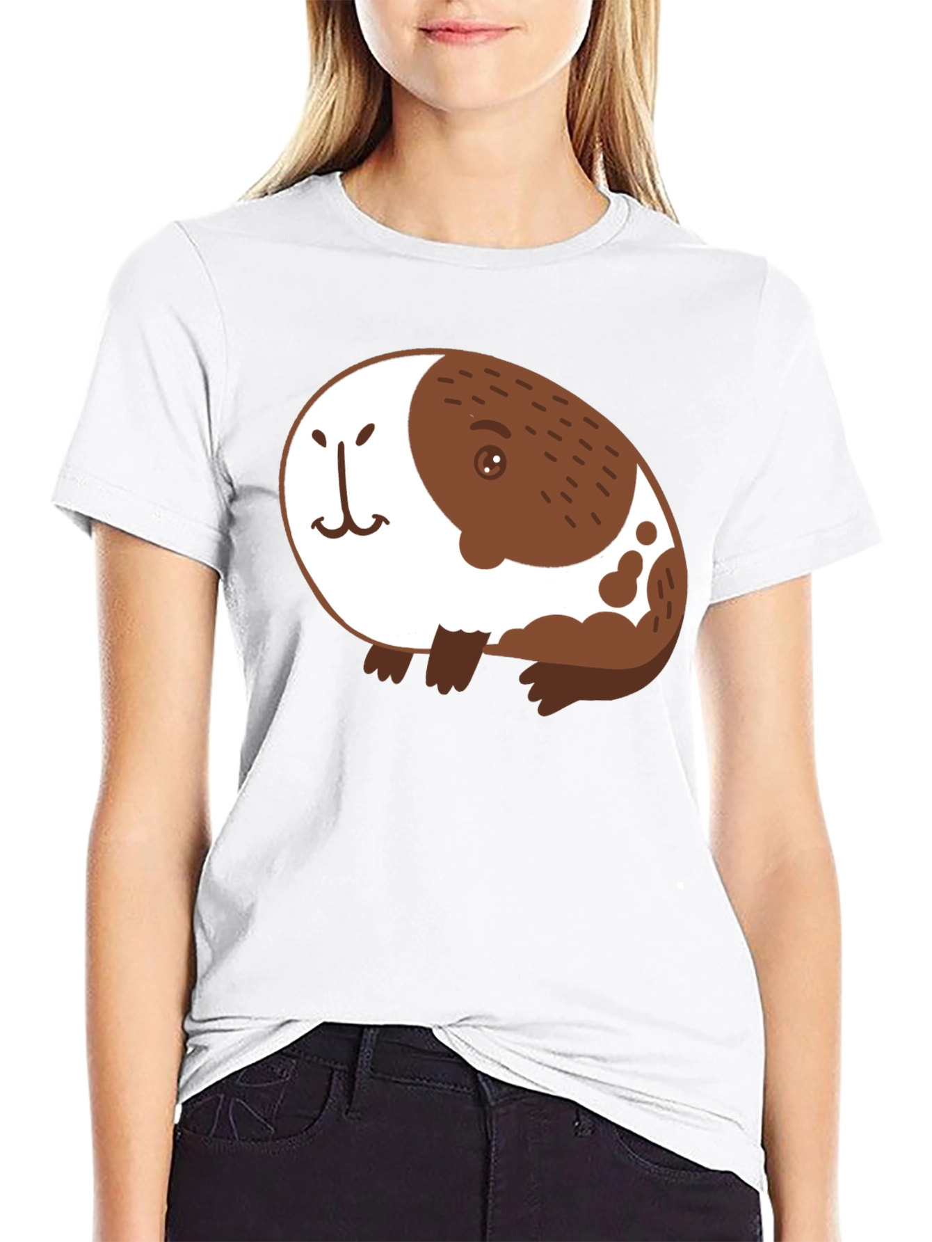 Cute Guinea Pig Graphic Black T-Shirt