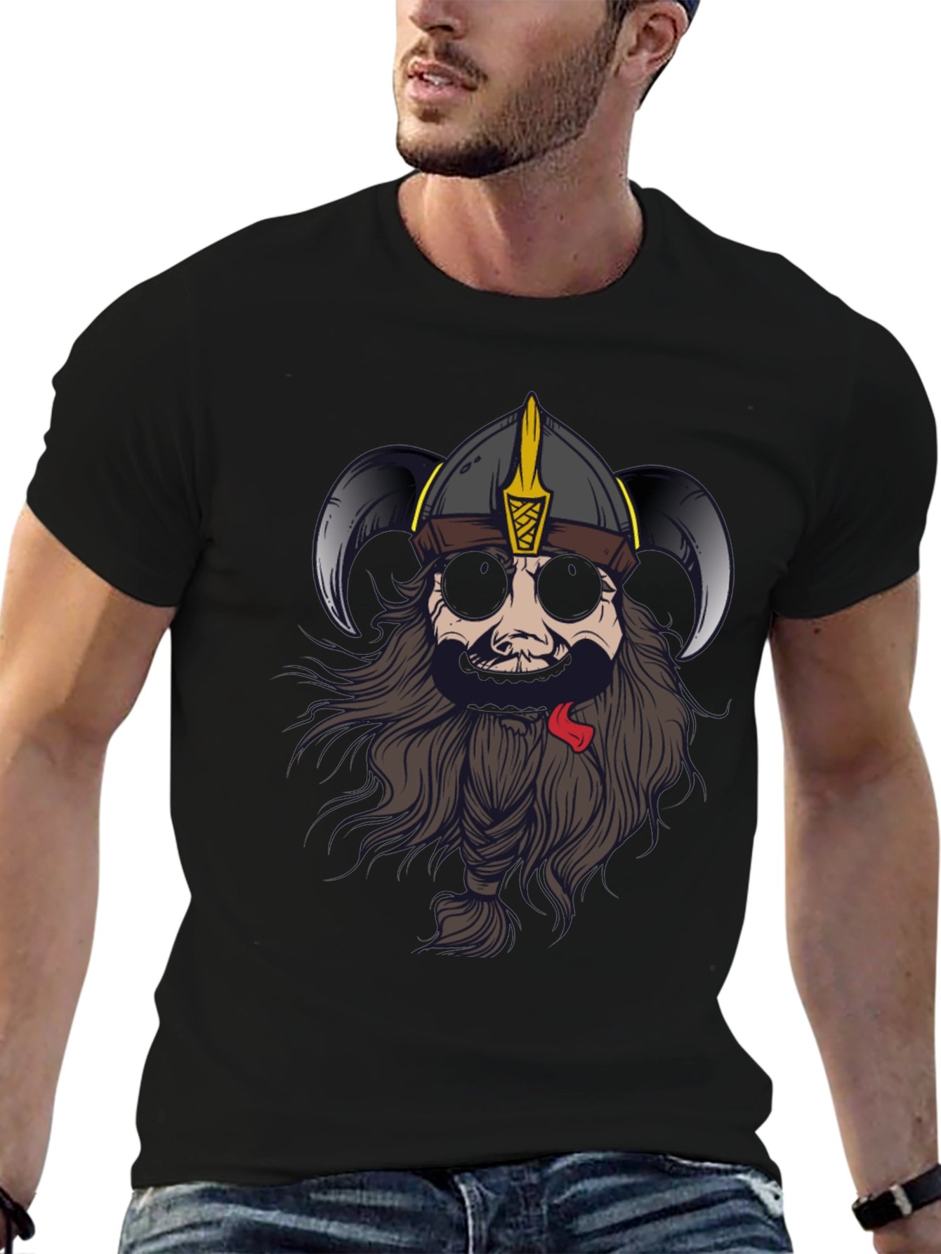 Viking Graphic Tee - Black Cotton Blend