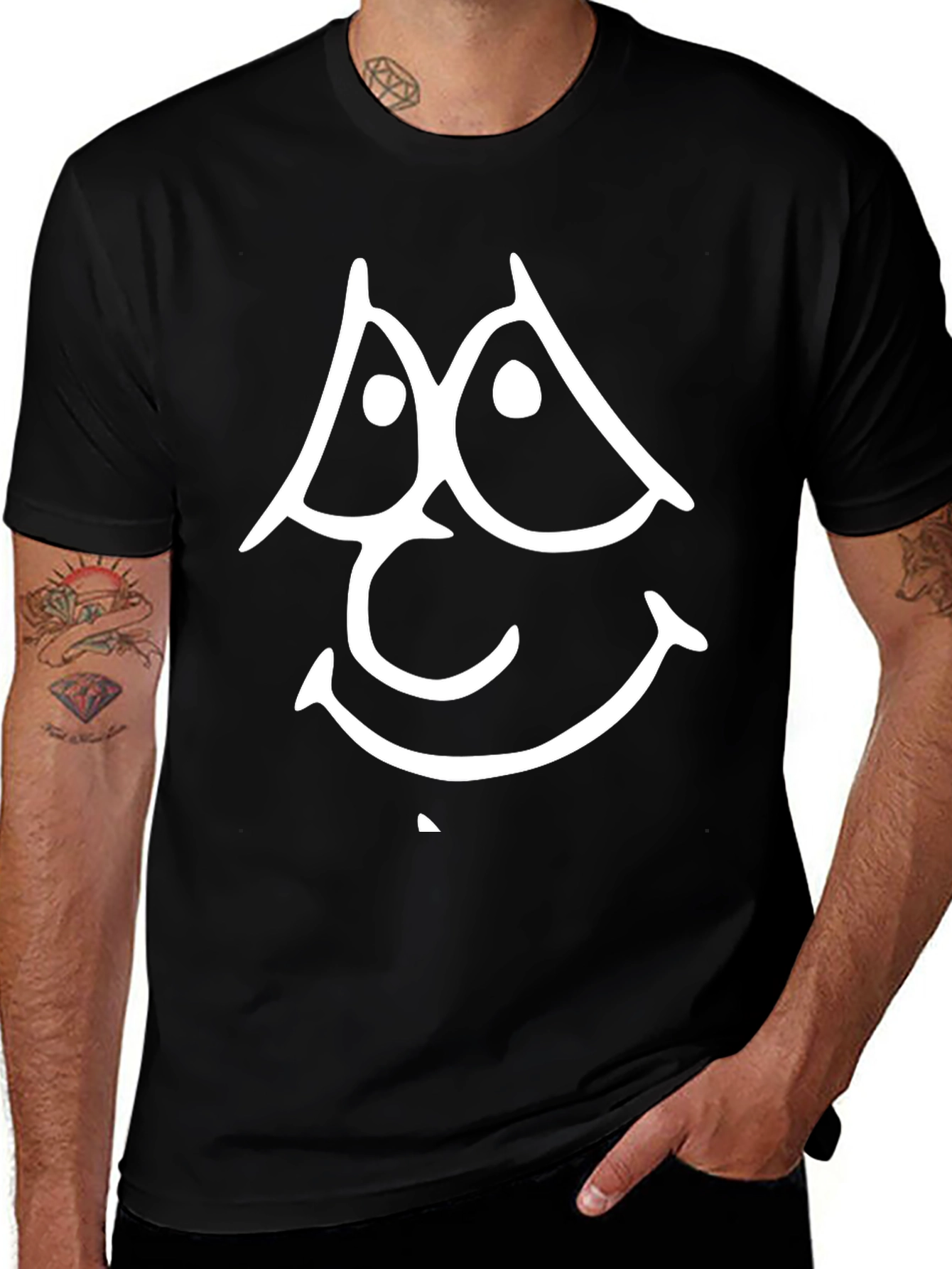 Funny Face Graphic Tee - Black