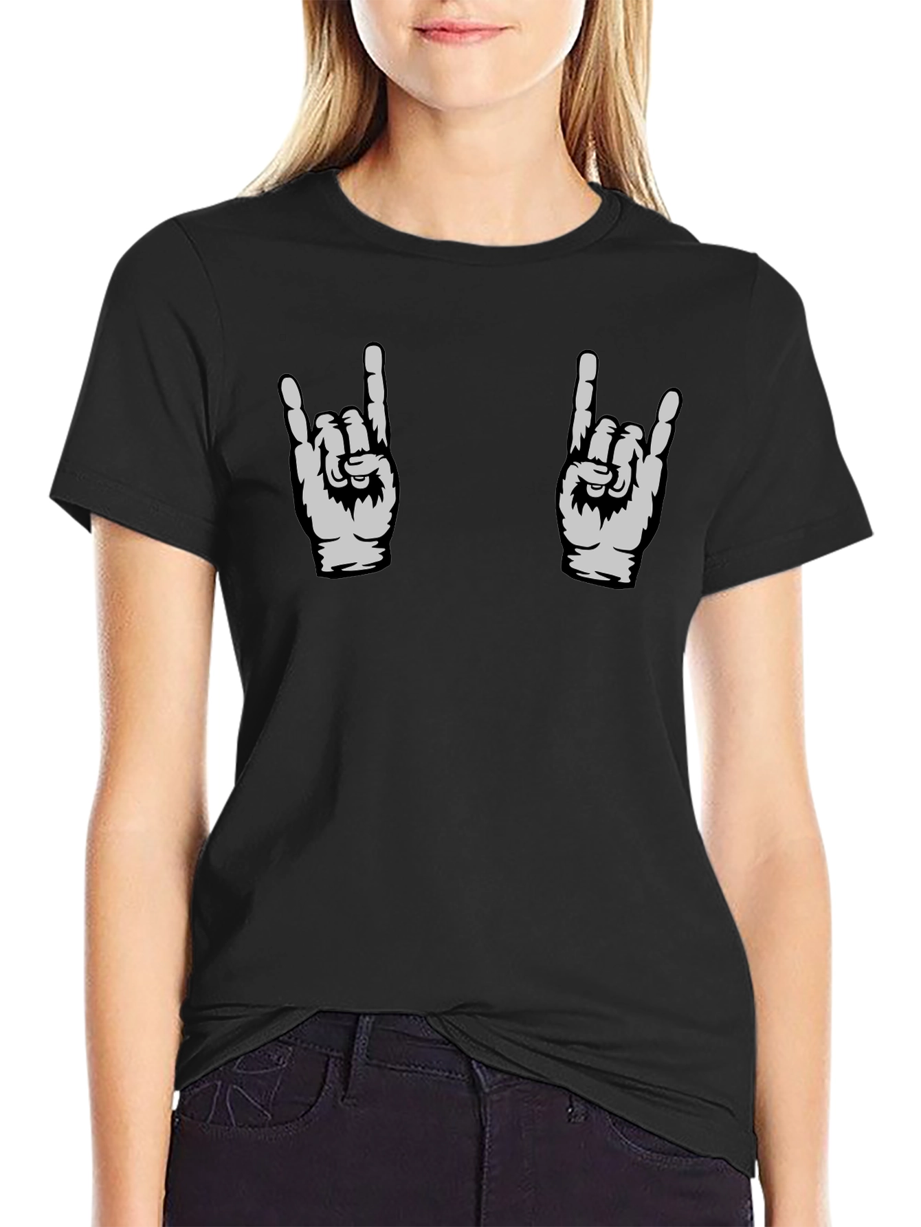 Rock On Graphic Tee - Black Cotton T-Shirt