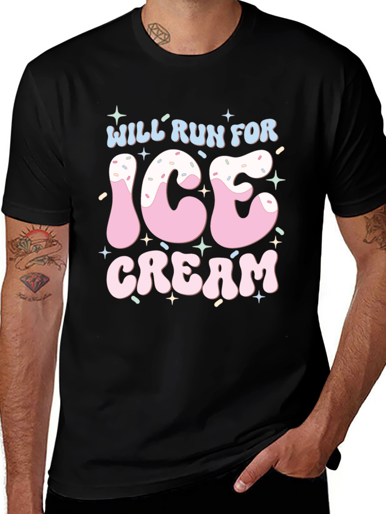 Will Run For Ice Cream T-Shirt Black