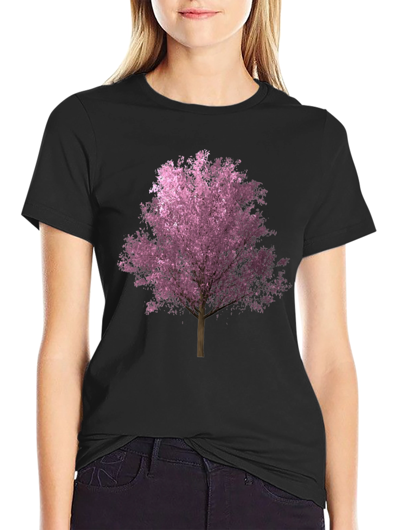 Cherry Blossom Tree Graphic Tee - Black