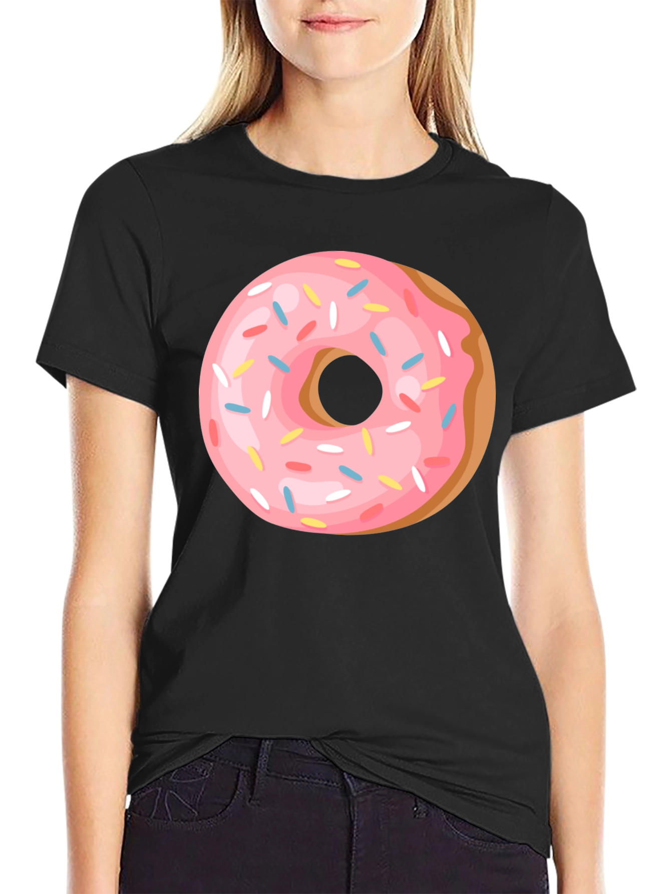 Donut Graphic Tee - Casual Black T-Shirt