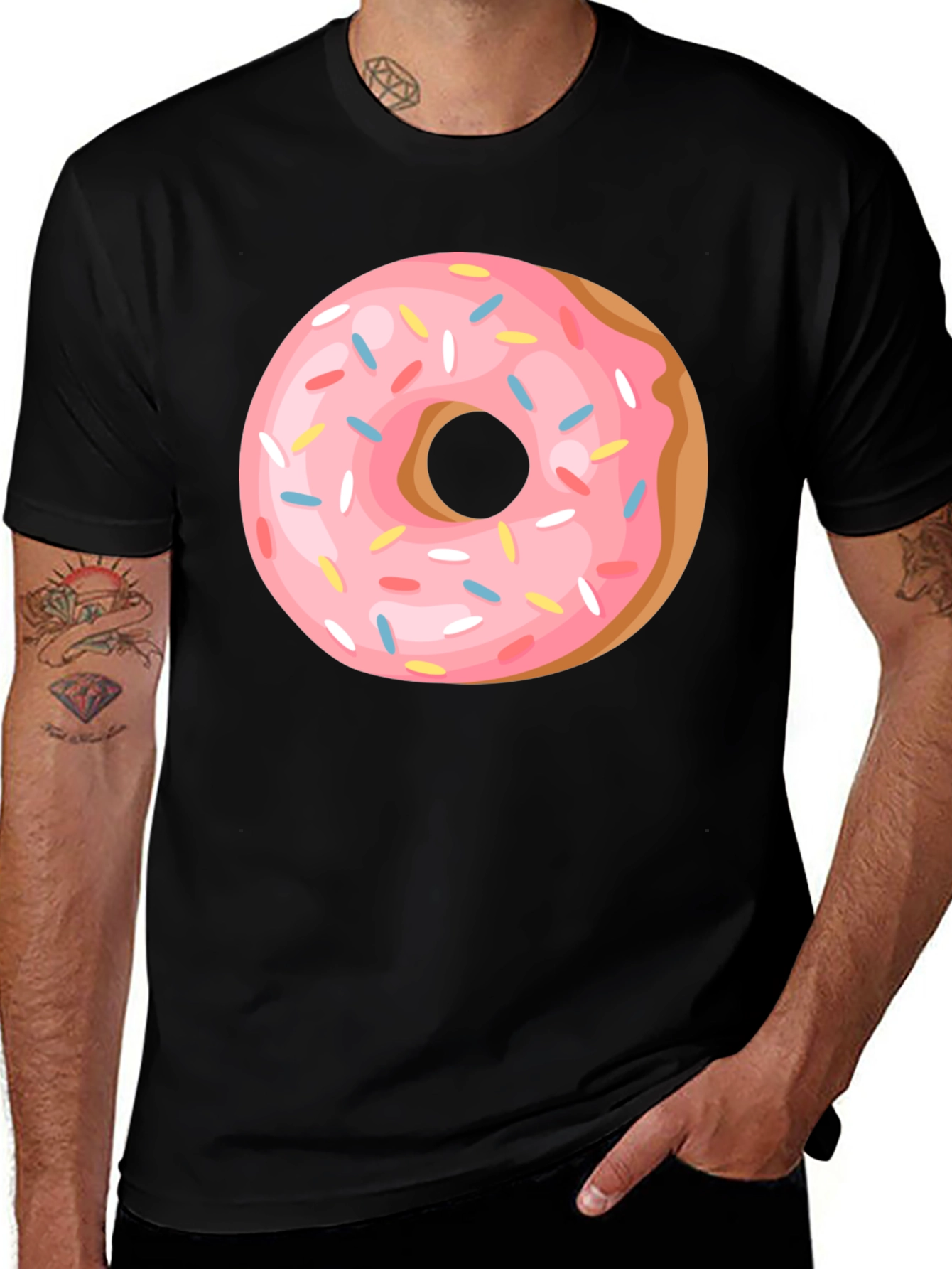 Donut Graphic Tee - Casual Black T-Shirt