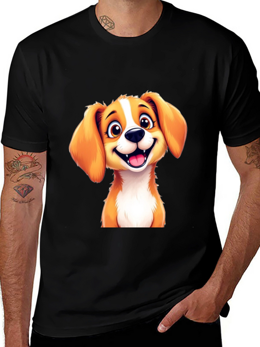 Cute Puppy Graphic T-Shirt - Black