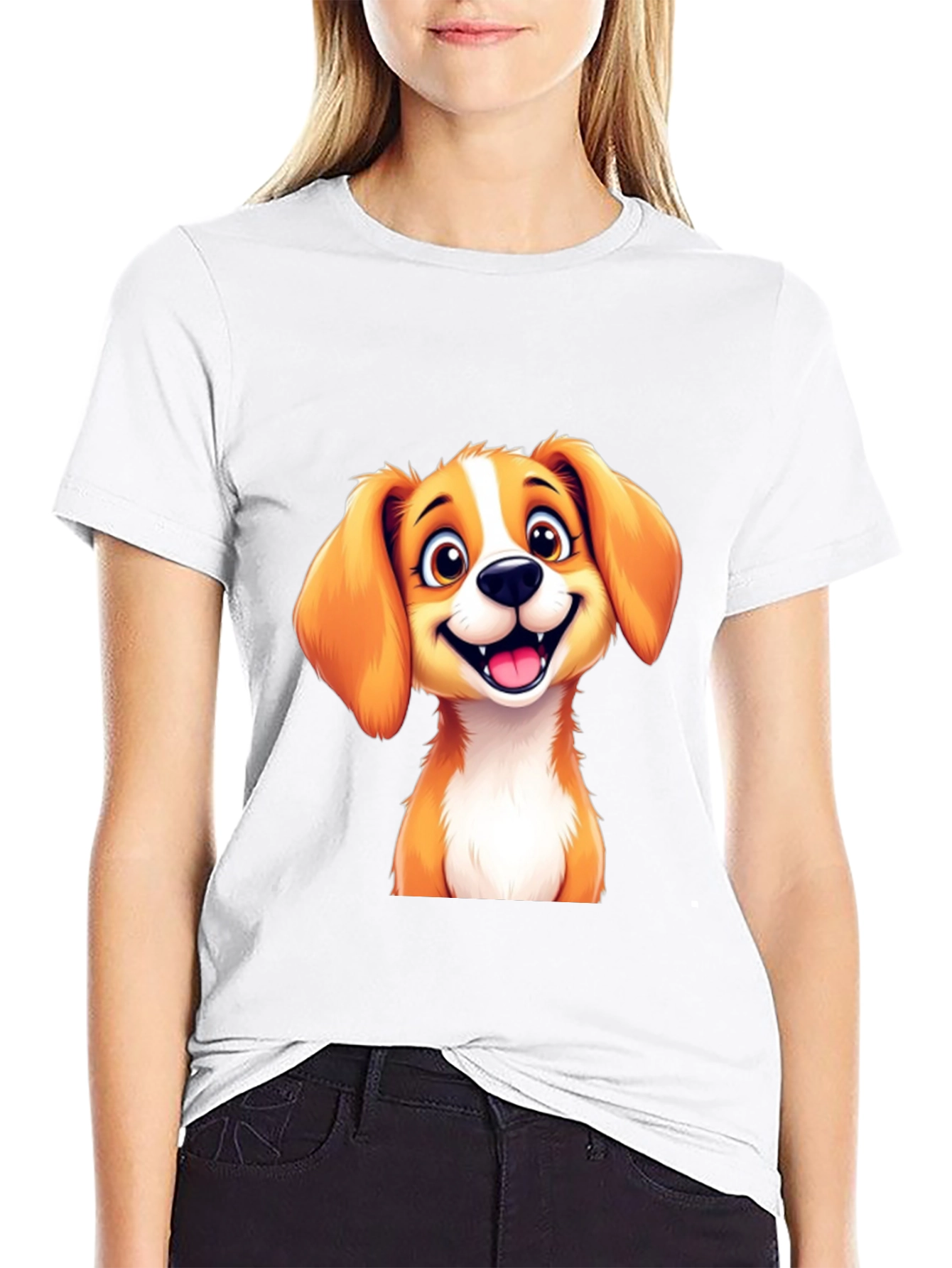 Cute Puppy Graphic T-Shirt - Black