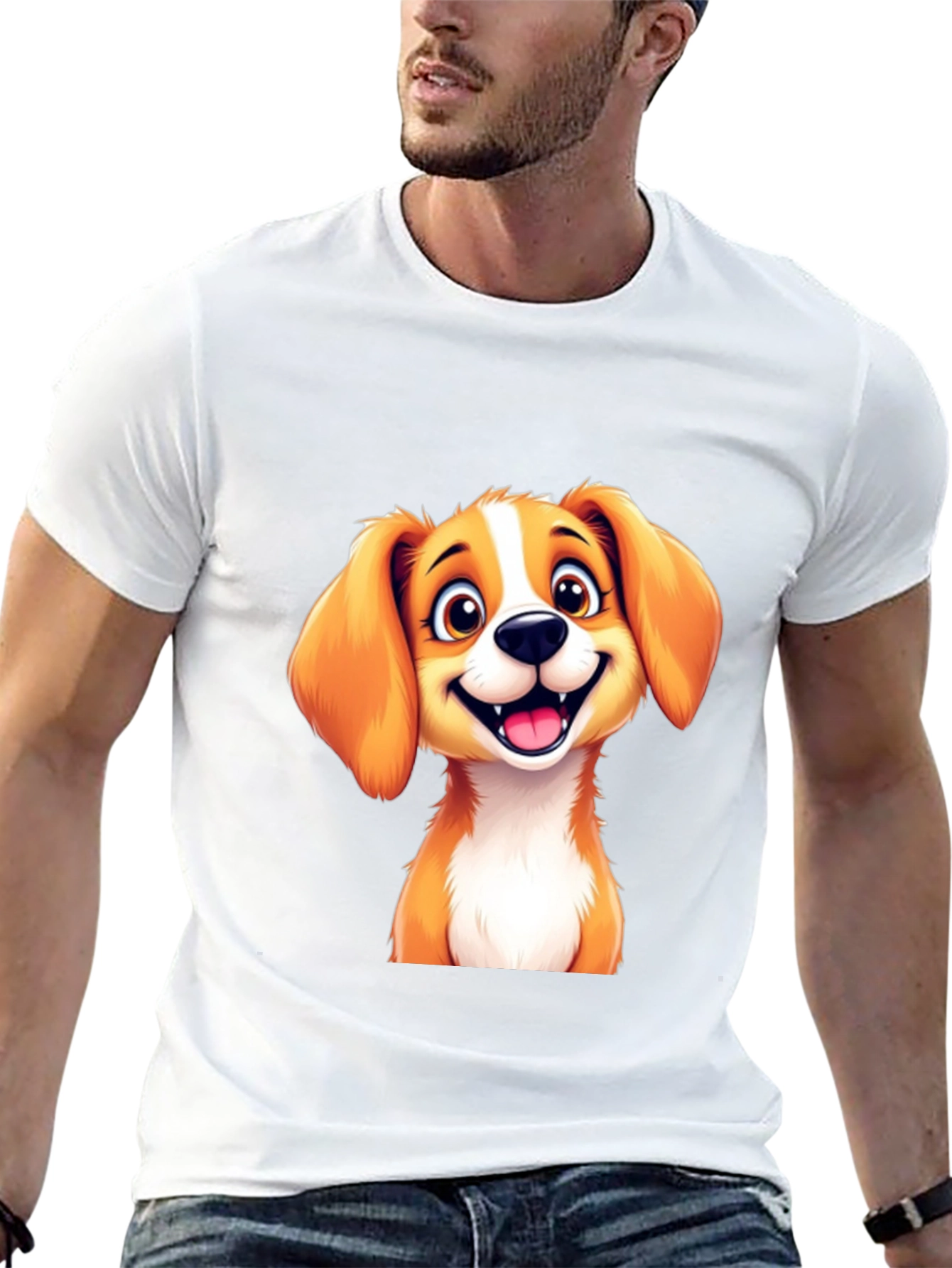 Cute Puppy Graphic T-Shirt - Black