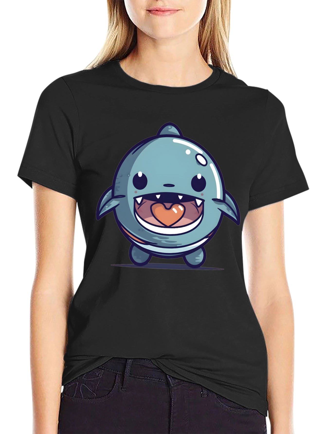 Cute Cartoon Shark Graphic T-Shirt