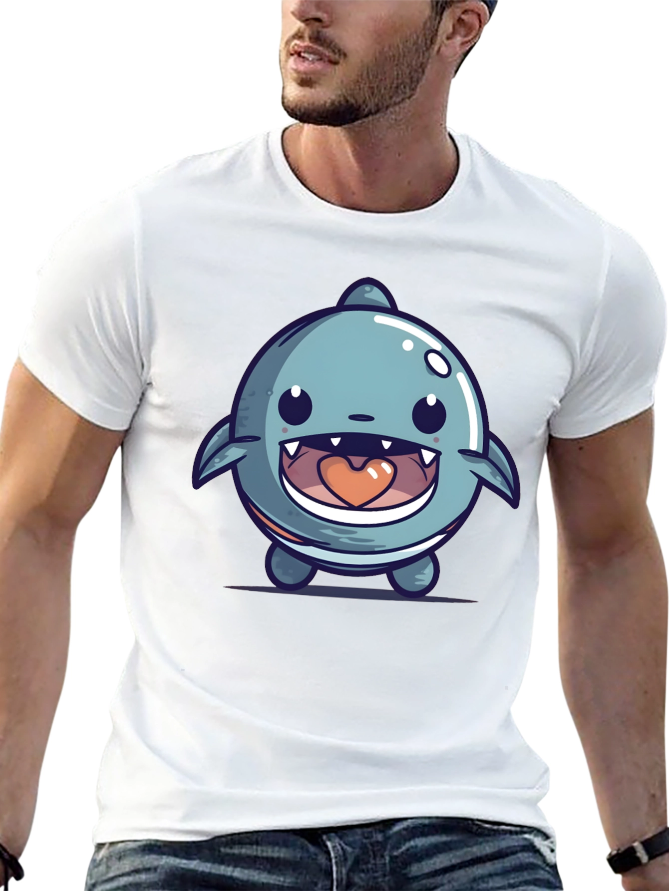 Cute Cartoon Shark Graphic T-Shirt